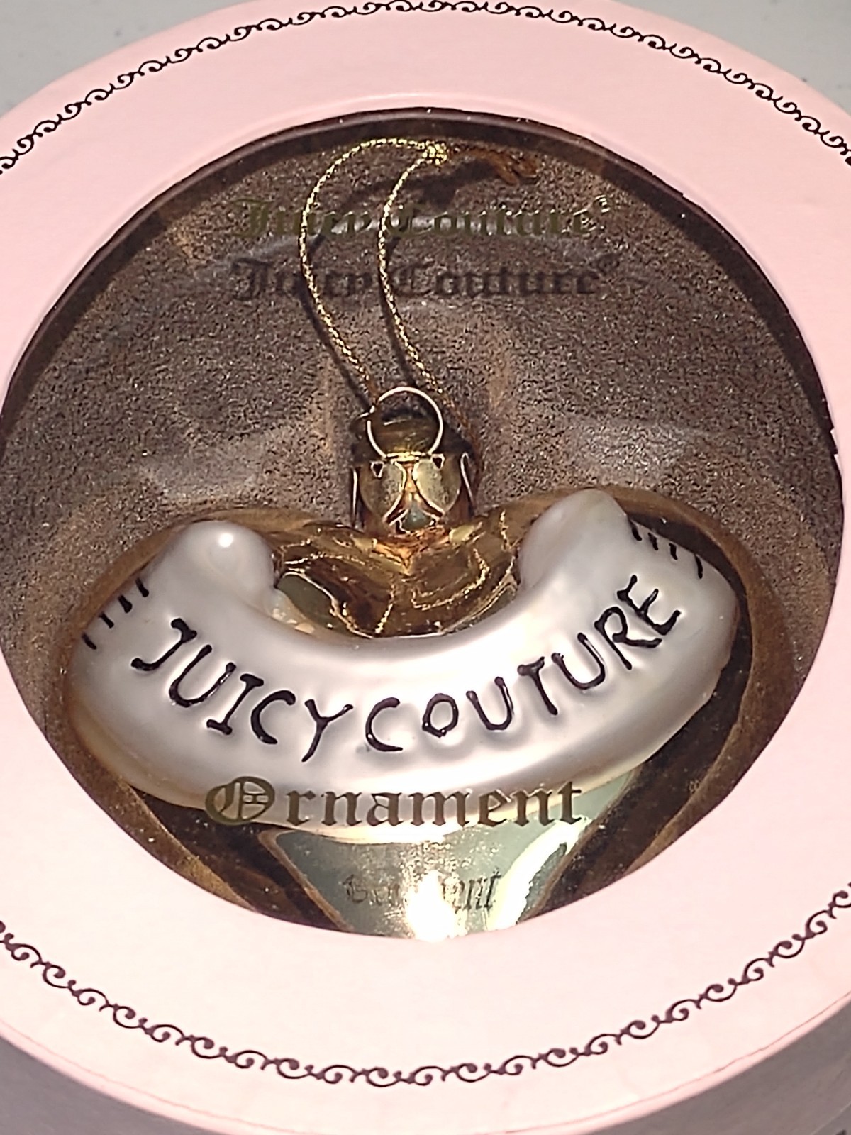 2008 Juicy Couture Perfume Bottle Glass Christmas Ornament Y2K Open Box Rare