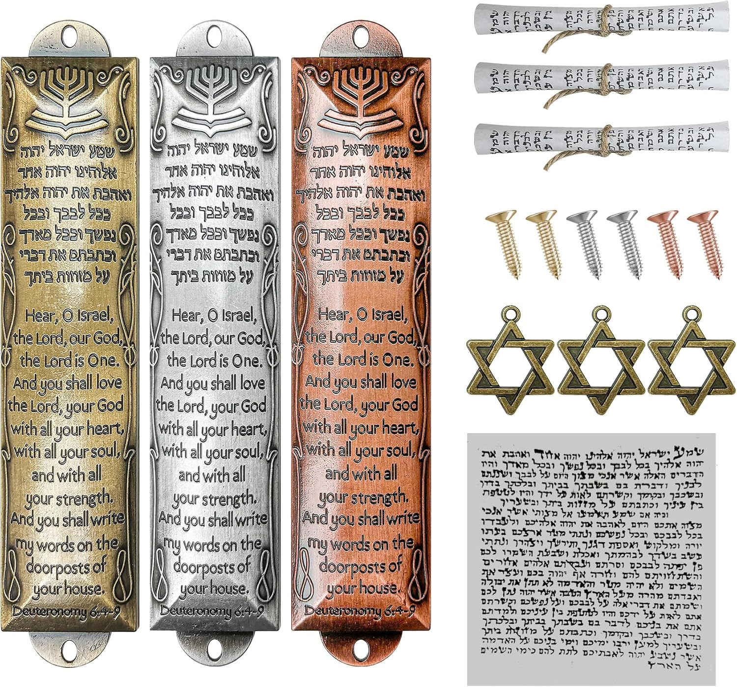 Set of 3 Mezuzah Cases with Scrolls – Jewish Home Blessing & Housewarming Gift Set of 3 Mezuzah Cases with Scrolls – Jewish Home Blessing & Housewarming Gift