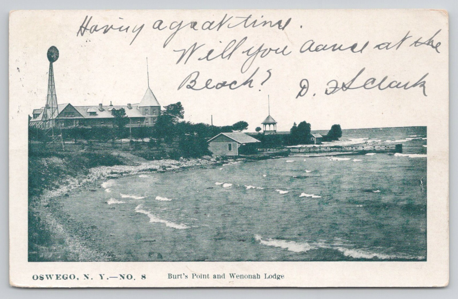 Oswego NY Burt's Point and Wenonah Lodge Postcard Oswego NY Burt's Point and Wenonah Lodge Postcard