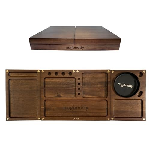 Wooden Rolling Tray 3 in 1 Folding Set w/ Magnetic Lid & Metal Tray Wooden Rolling Tray 3 in 1 Folding Set w/ Magnetic Lid & Metal Tray