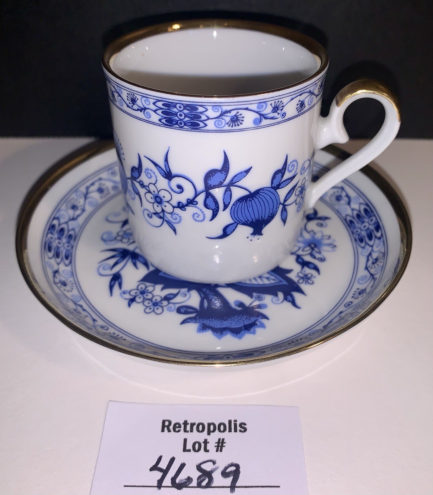 Royal Franconia Blue Onion Demitasse Cup & Saucer Danbury Mint