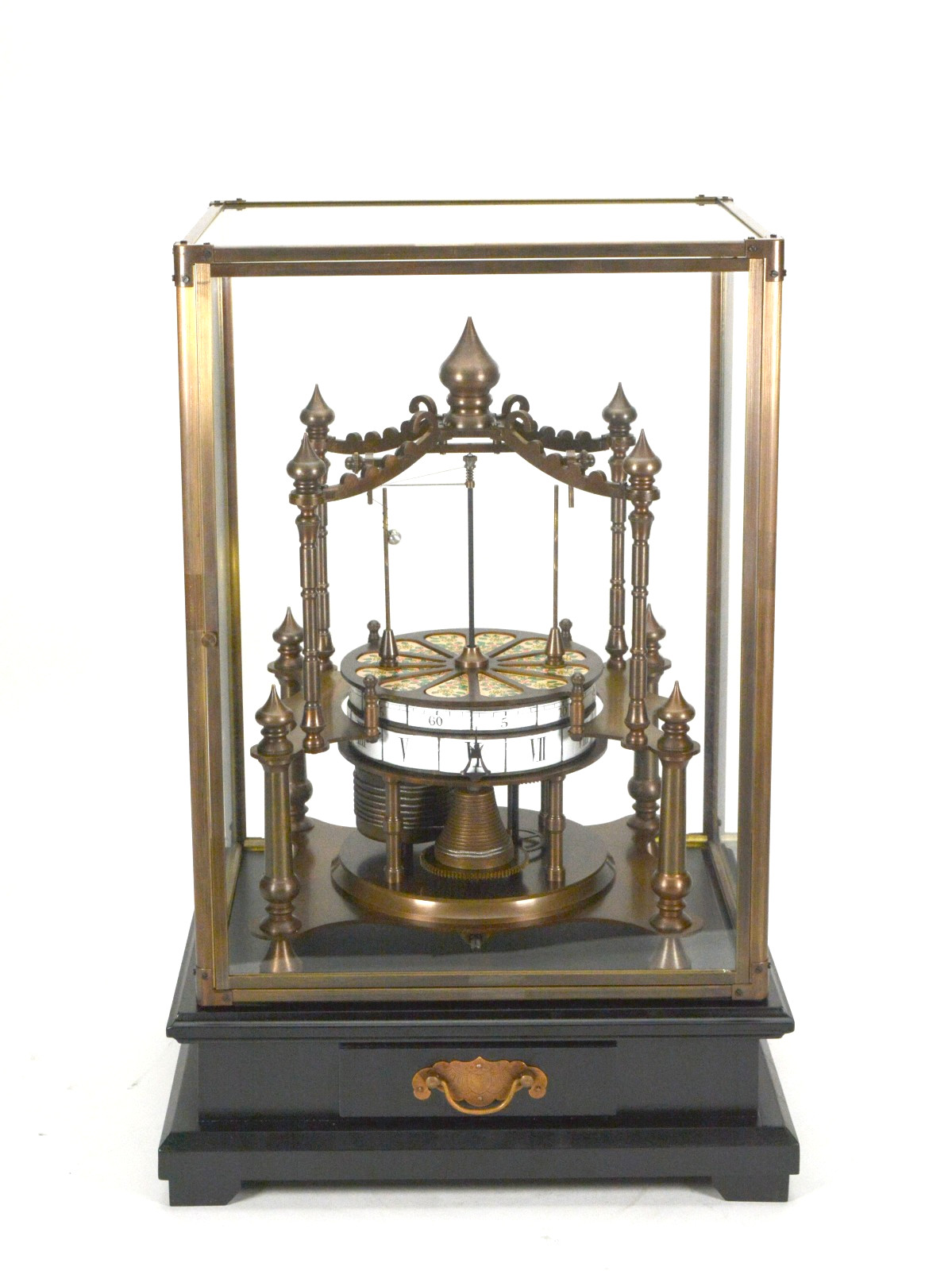 French Style Flying Ball Pendulum Annular Porcelain Dial Fusee Skeleton Clock