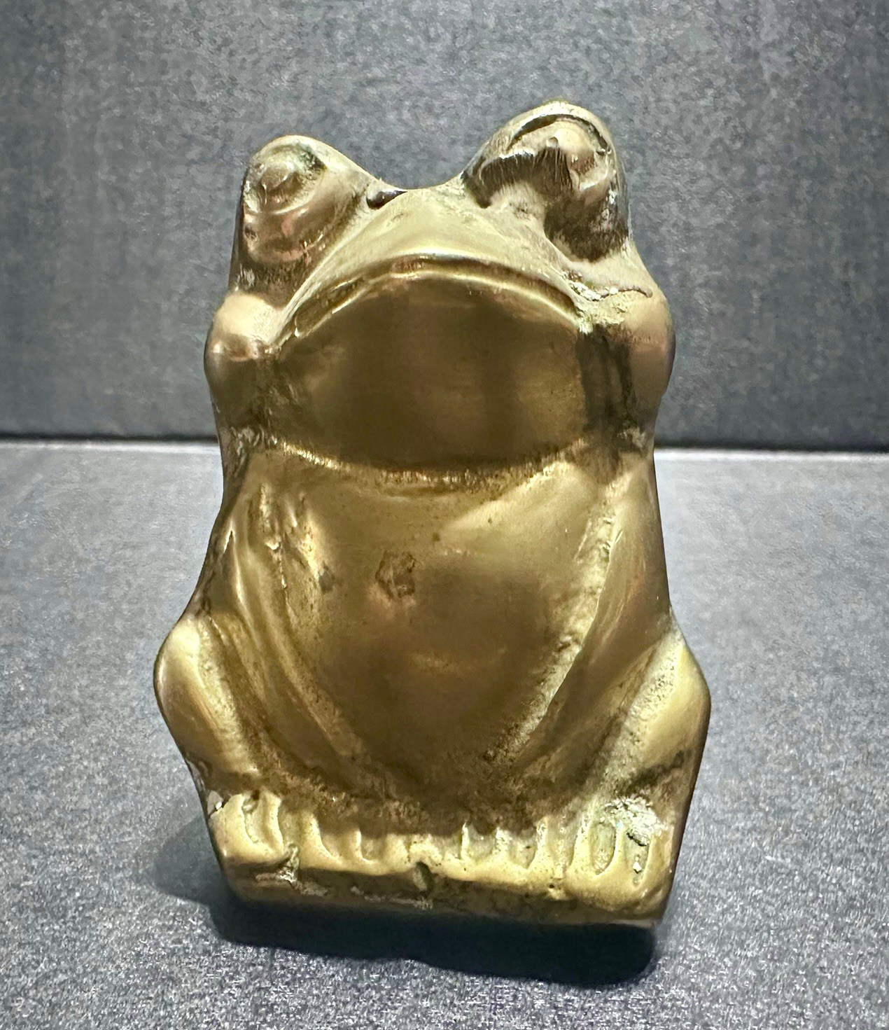 Vintage Solid Brass Frog Figurine Heavy Toad Statue Desk Paperweight MCM 3\