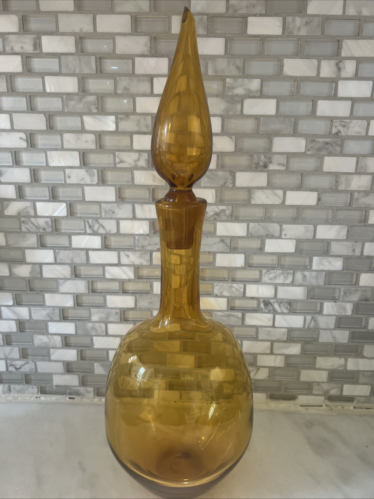 Blenko Glass 6530s Honey Optic Decanter Flame Stopper Joel Myers Blenko Glass 6530s Honey Optic Decanter Flame Stopper Joel Myers