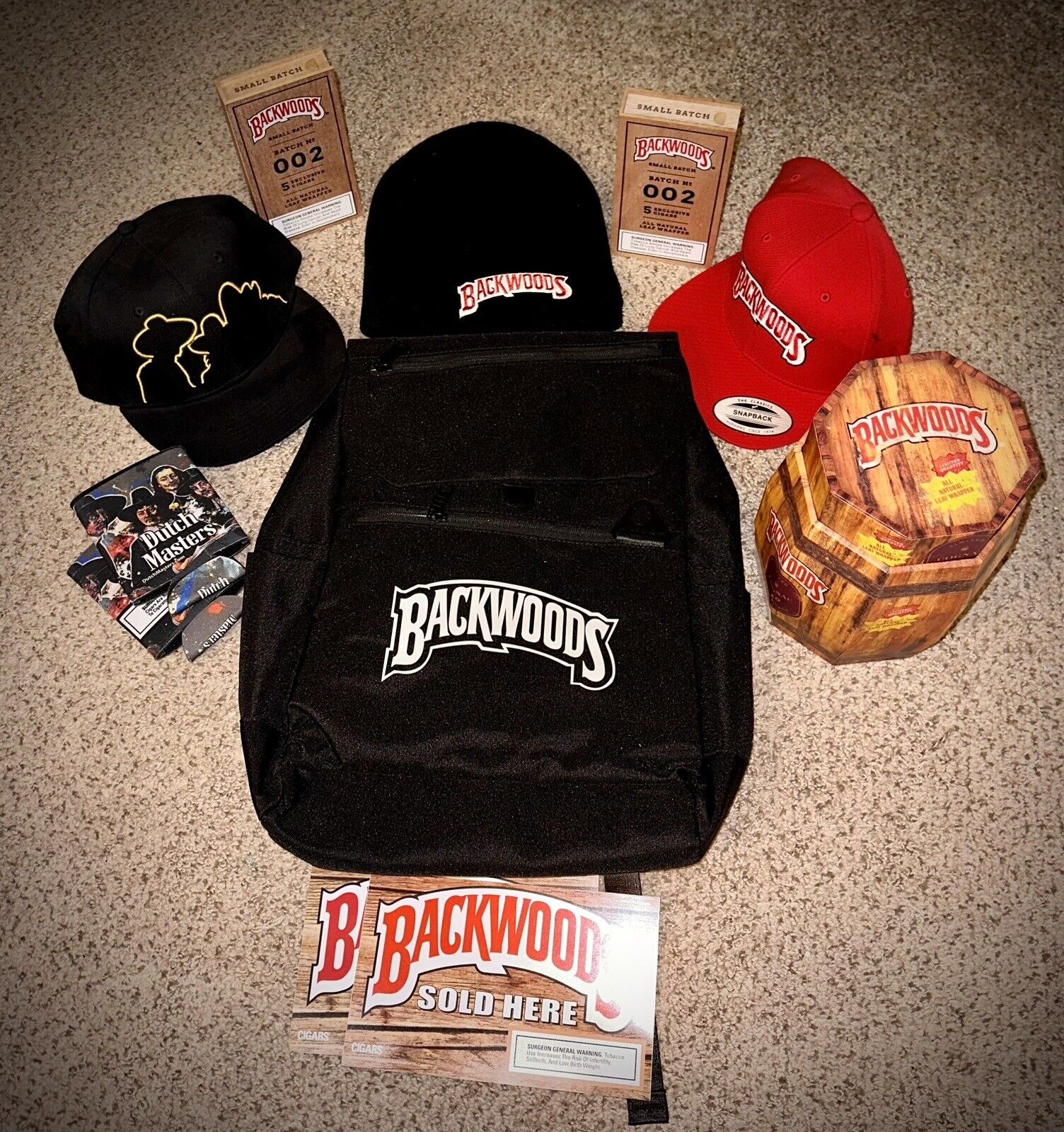Backwoods Collectors Bundle -Hats +  Barrel +Boxes +Stickers + Backpack  +& More