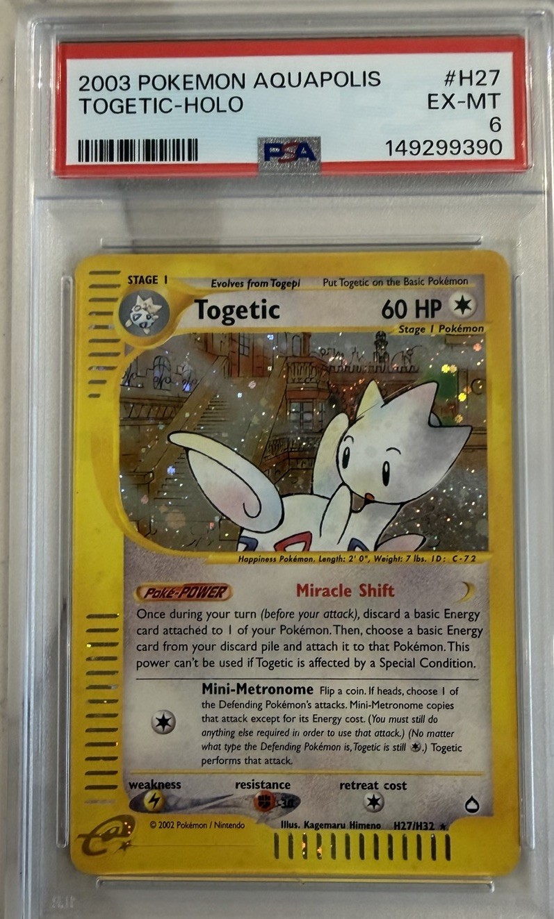 Pokémon Aquapolis 2003 Togetic Holo H27/H32 PSA 6 English Card Pokémon Aquapolis 2003 Togetic Holo H27/H32 PSA 6 English Card