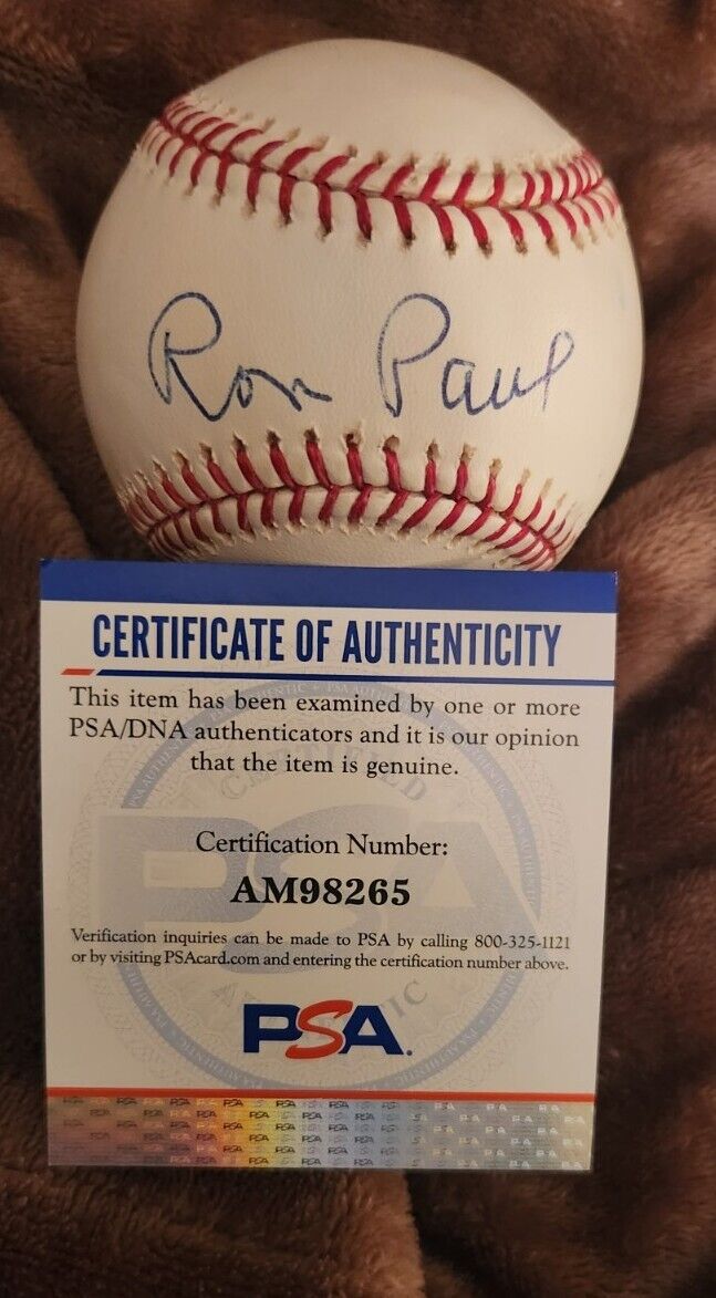 RON PAUL SIGNED OFFICIAL MLB BASEBALL US REP TEXAS PSA/DNA AUTHENTIC #AM98265