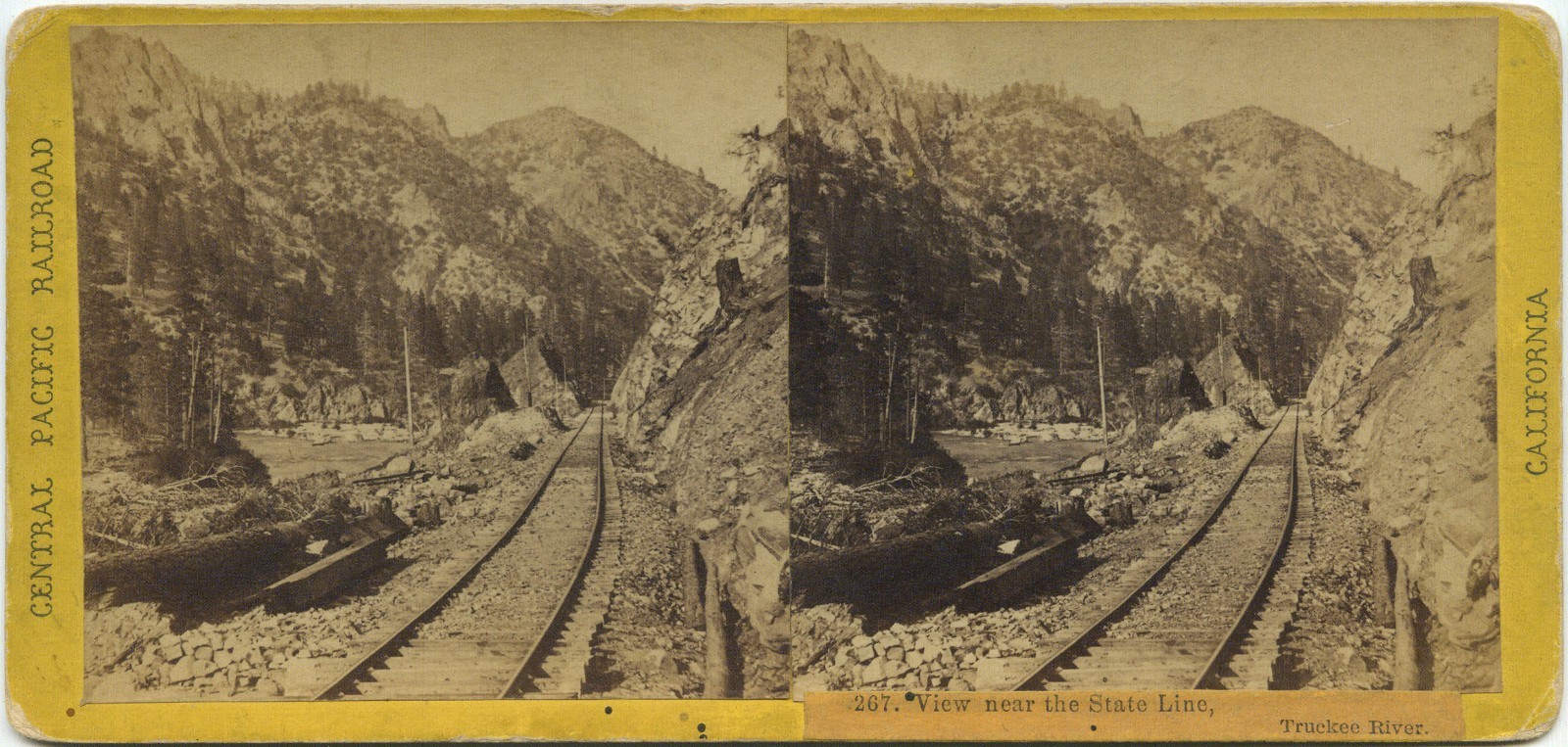 C.P.R.R Hart/Watkins series # 267 view near state line, Truckee River 1860\'s