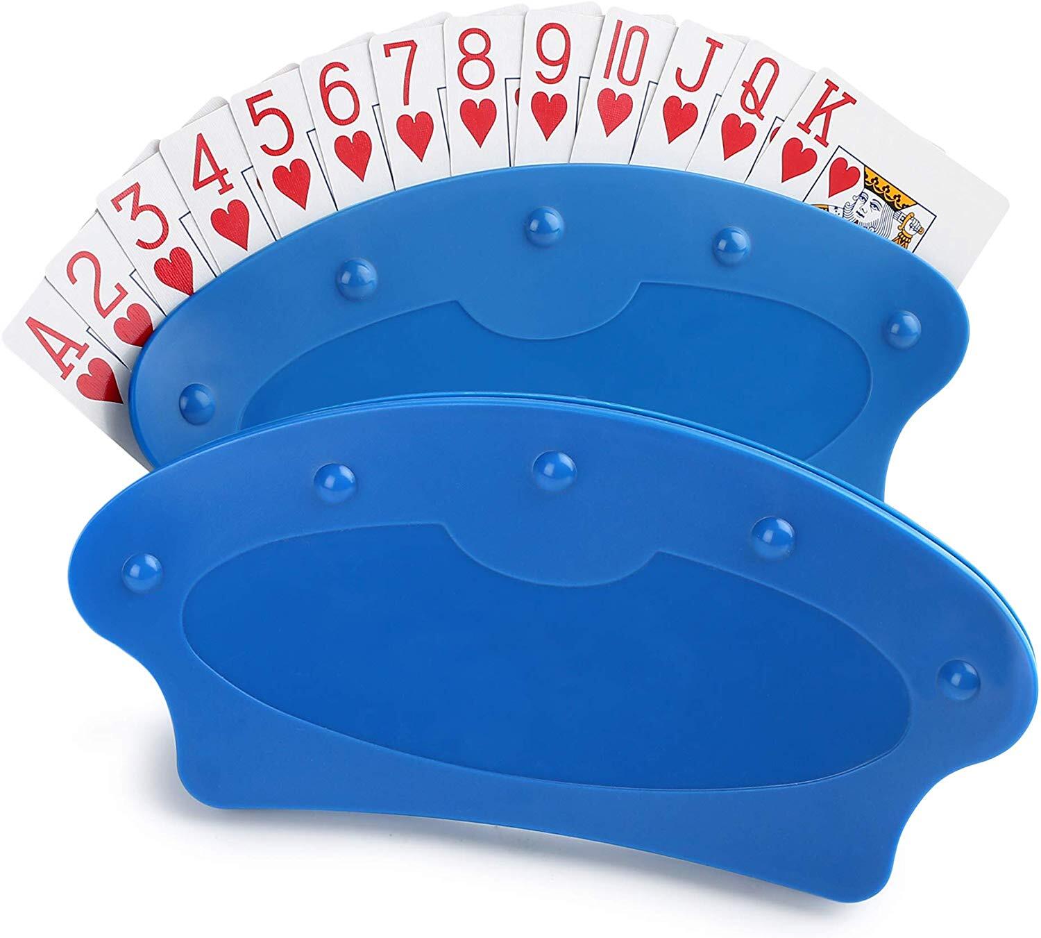 Set of Two Hands Free Playing Card Holders Plastic Table Top Desk Games Holder