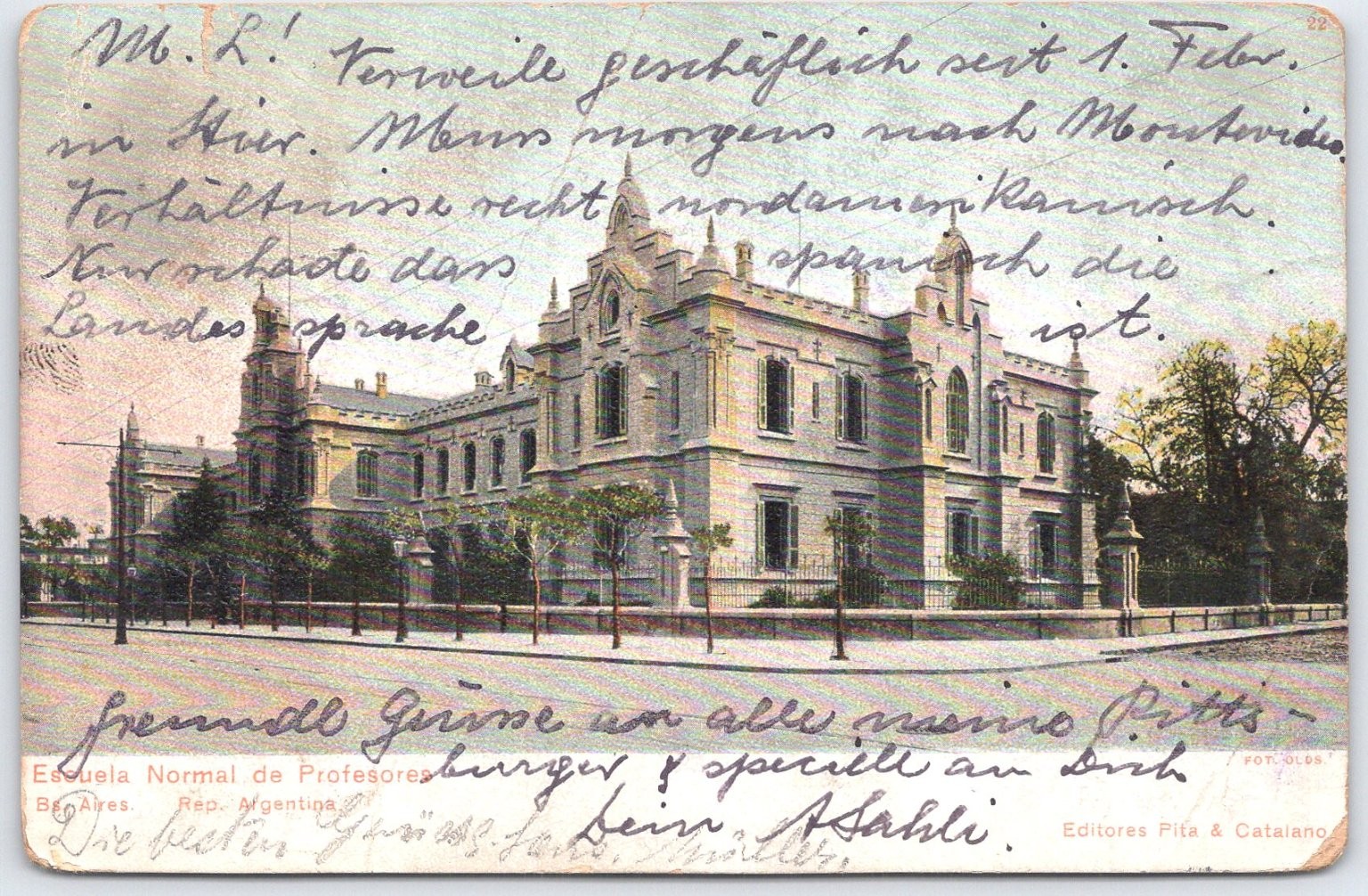 1908 Buenos Aires Argentina Teachers College Escuela Normal Vintage Postcard 1908 Buenos Aires Argentina Teachers College Escuela Normal Vintage Postcard
