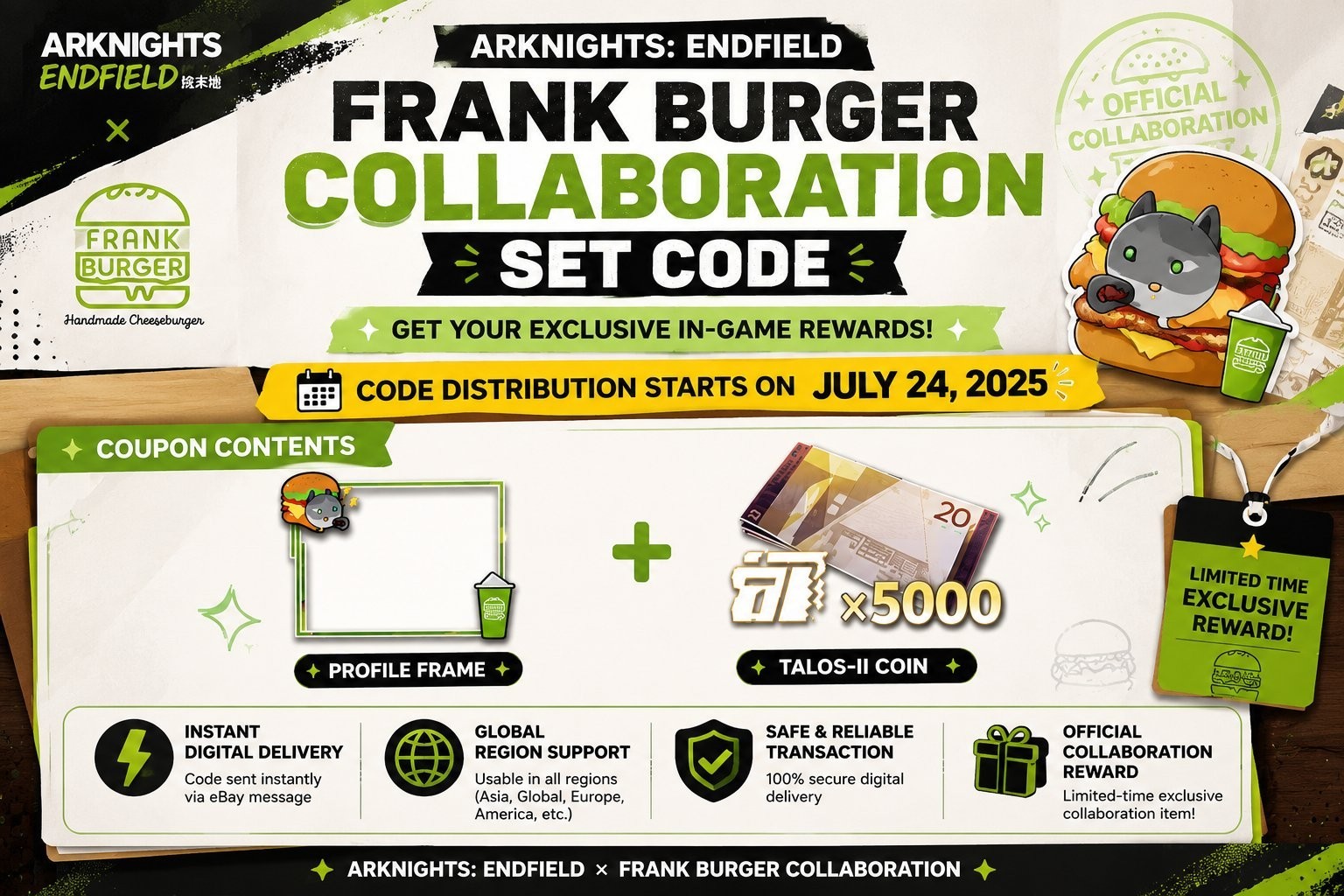 Arknights Endfield Frank Burger Code | Global Redeem | Fast Delivery Arknights Endfield Frank Burger Code | Global Redeem | Fast Delivery