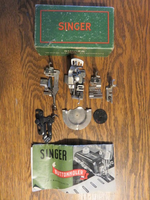 Vintage Singer Sewing Parts ORIG Box & Buttonholer Instruction Book Part not INC Vintage Singer Sewing Parts ORIG Box & Buttonholer Instruction Book Part not INC
