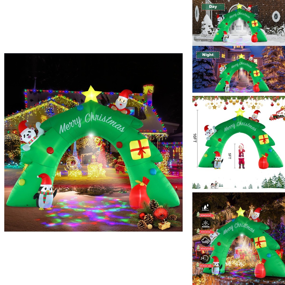 InfleasJoiy 16FT Christmas Tree Arch Inflatable with LED Kaleidoscope Lights InfleasJoiy 16FT Christmas Tree Arch Inflatable with LED Kaleidoscope Lights
