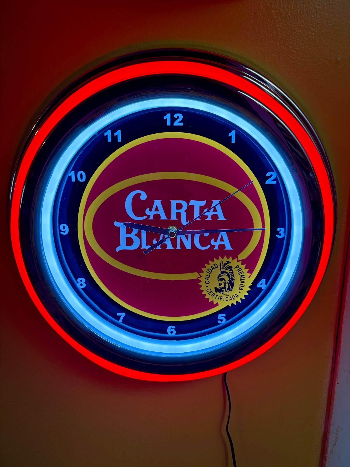 Carta Blanca Cerveza Mexican Beer Bar Man Cave Red Neon Style LED Clock Sign Carta Blanca Cerveza Mexican Beer Bar Man Cave Red Neon Style LED Clock Sign