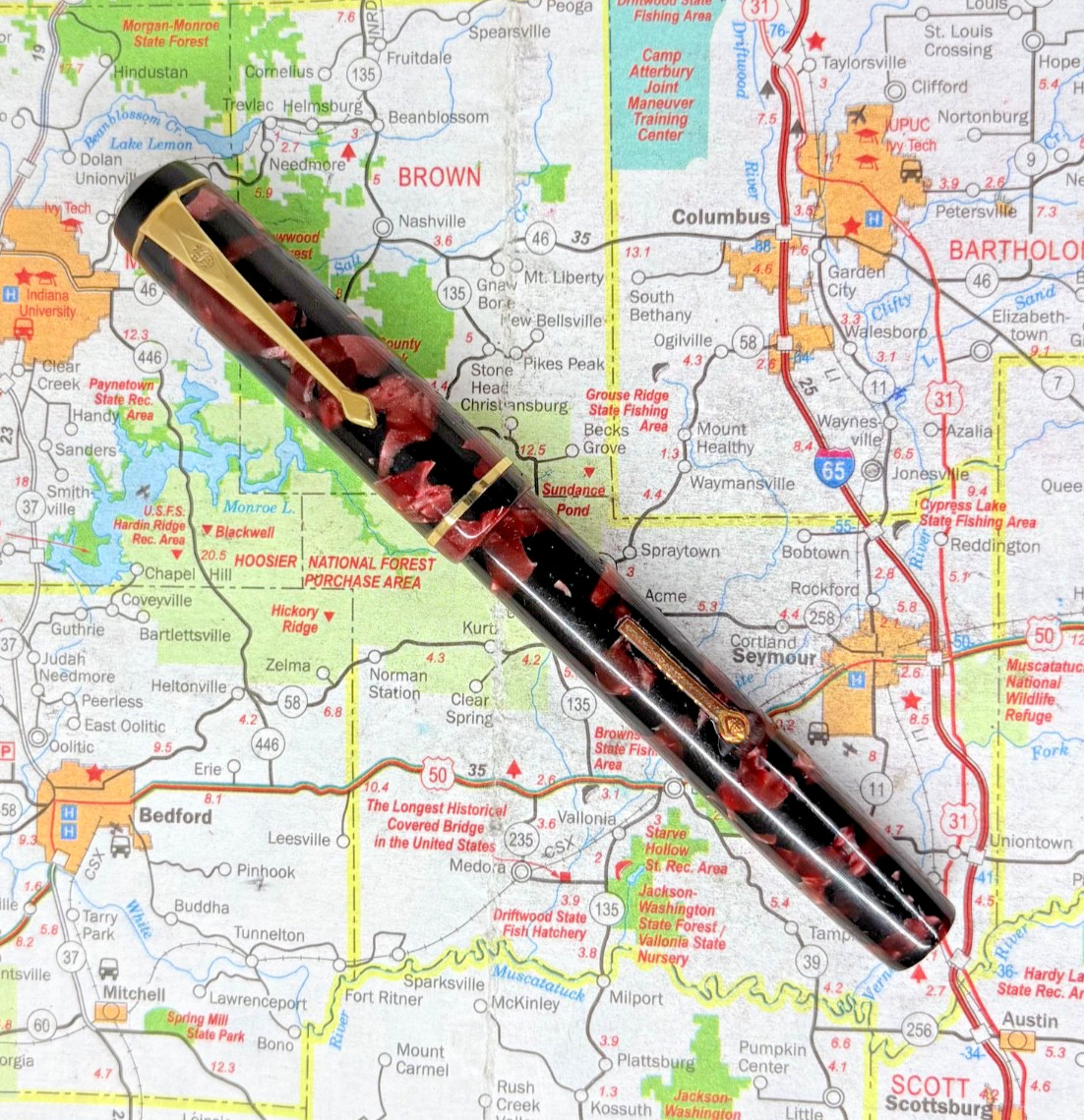 Vintage Conway Stewart 286 Fountain Pen, Red Marble with 14k gold nib, restored Vintage Conway Stewart 286 Fountain Pen, Red Marble with 14k gold nib, restored