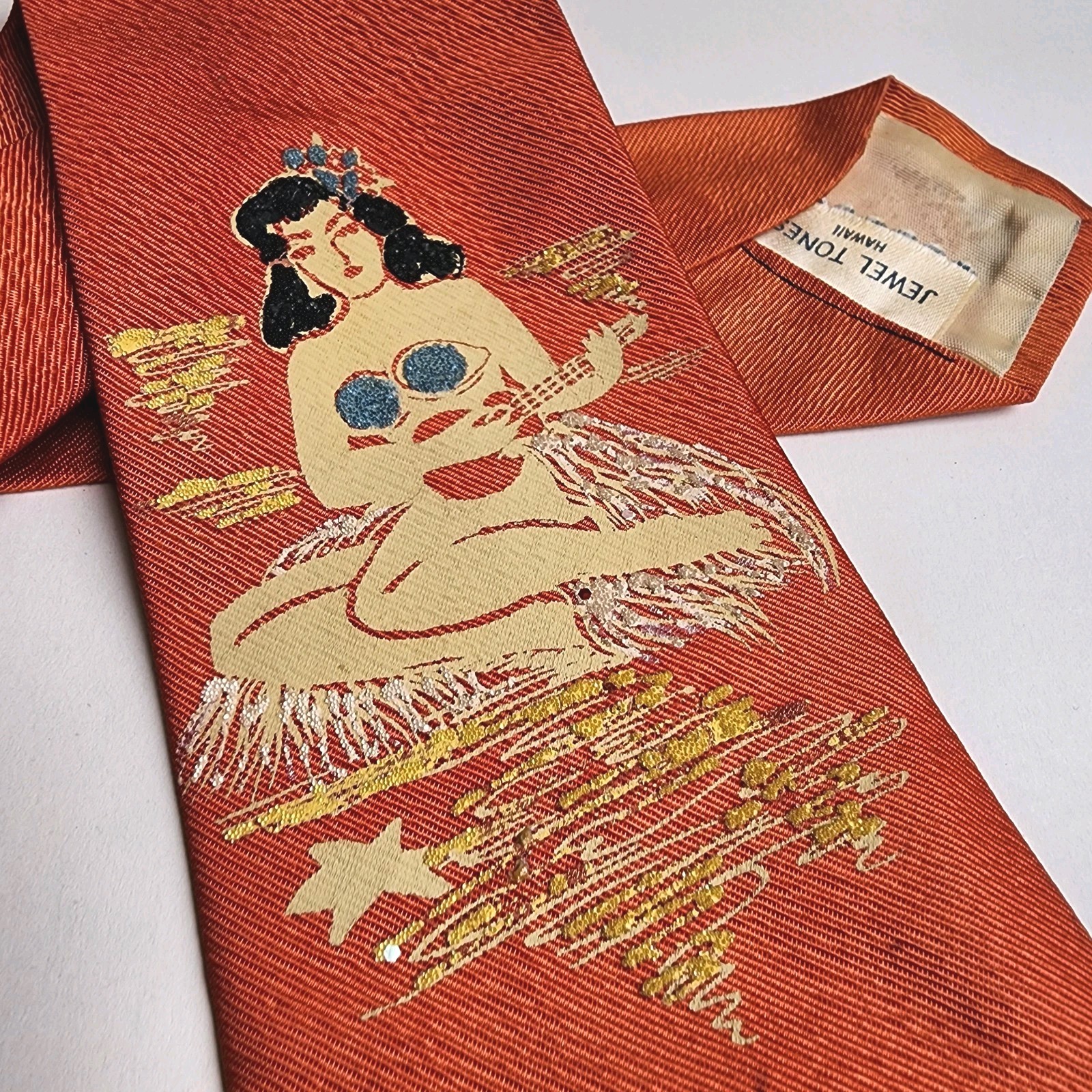 Vtg 50s Neck Tie Silk Aloha Hula Girl Kitsch Hawaii Handpainted MCM RARE Vtg 50s Neck Tie Silk Aloha Hula Girl Kitsch Hawaii Handpainted MCM RARE