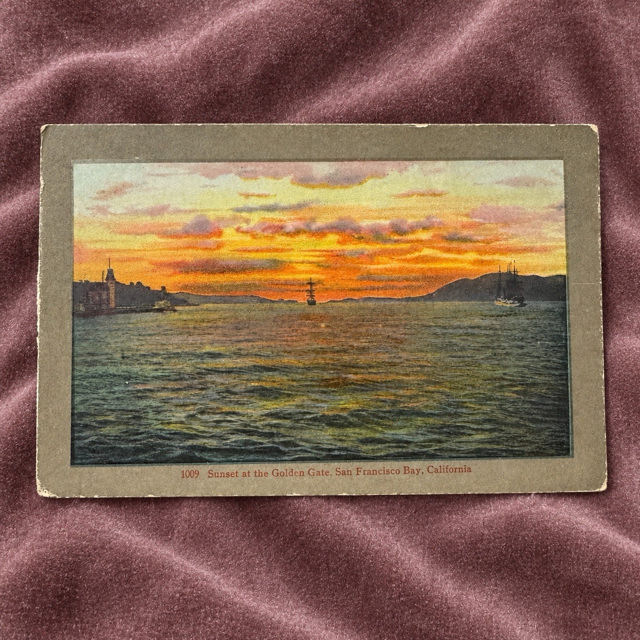 Vintage Golden Gate San Francisco Sunset Postcard 1910 Britton & Rey Vintage Golden Gate San Francisco Sunset Postcard 1910 Britton & Rey