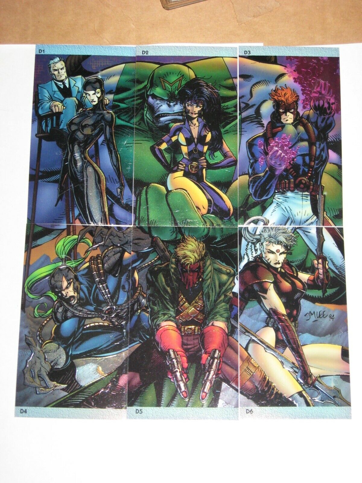 1994 WILDSTORM WILDCATS WIDEVISION DOUBLE SIDED PUZZLE INSERT 6 CARD SET D1 - D6