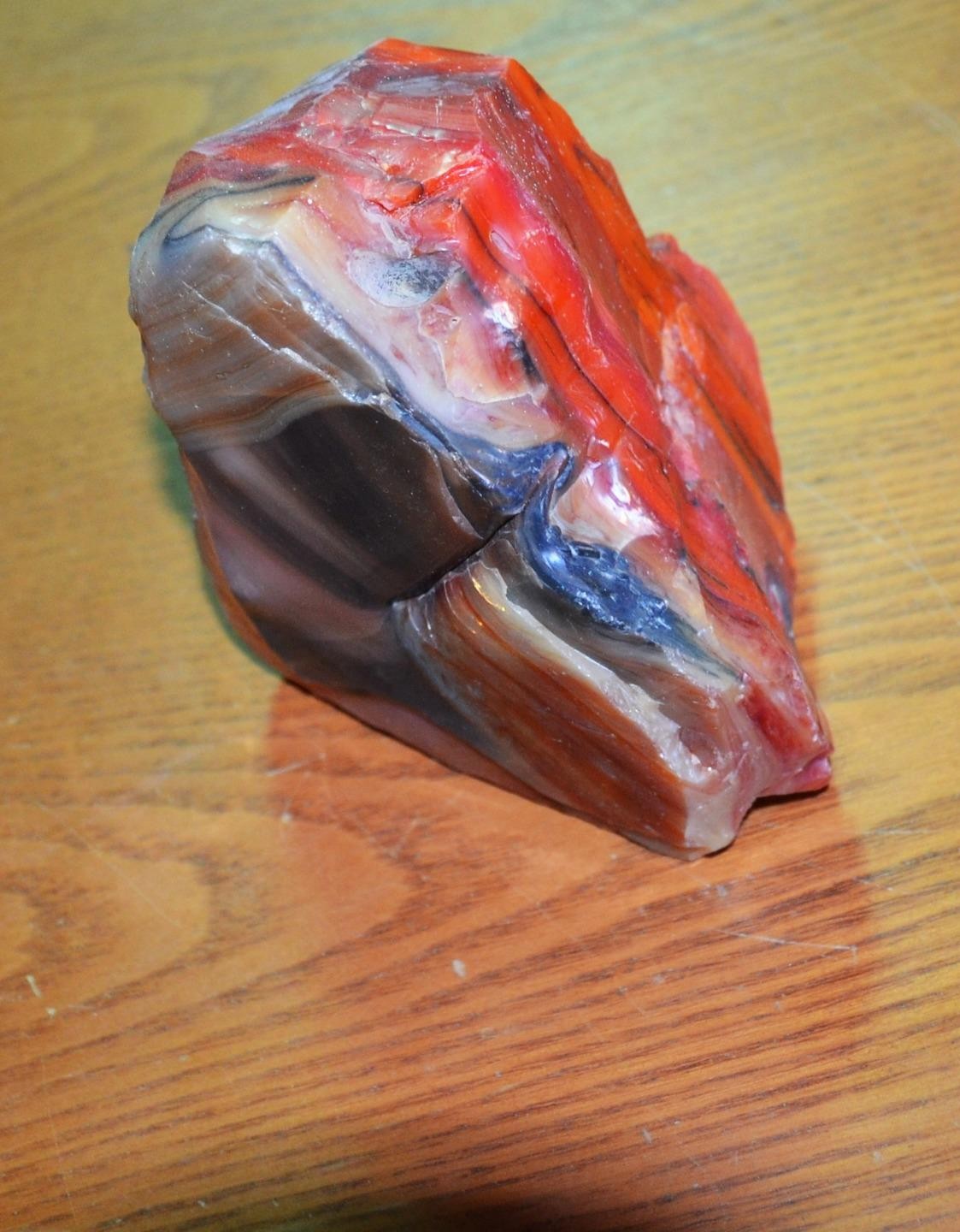 Large Vintage End‑of‑Day Slag Glass Chunk 3.6 lbs Blood Red & Brown Swirl GaRDEN