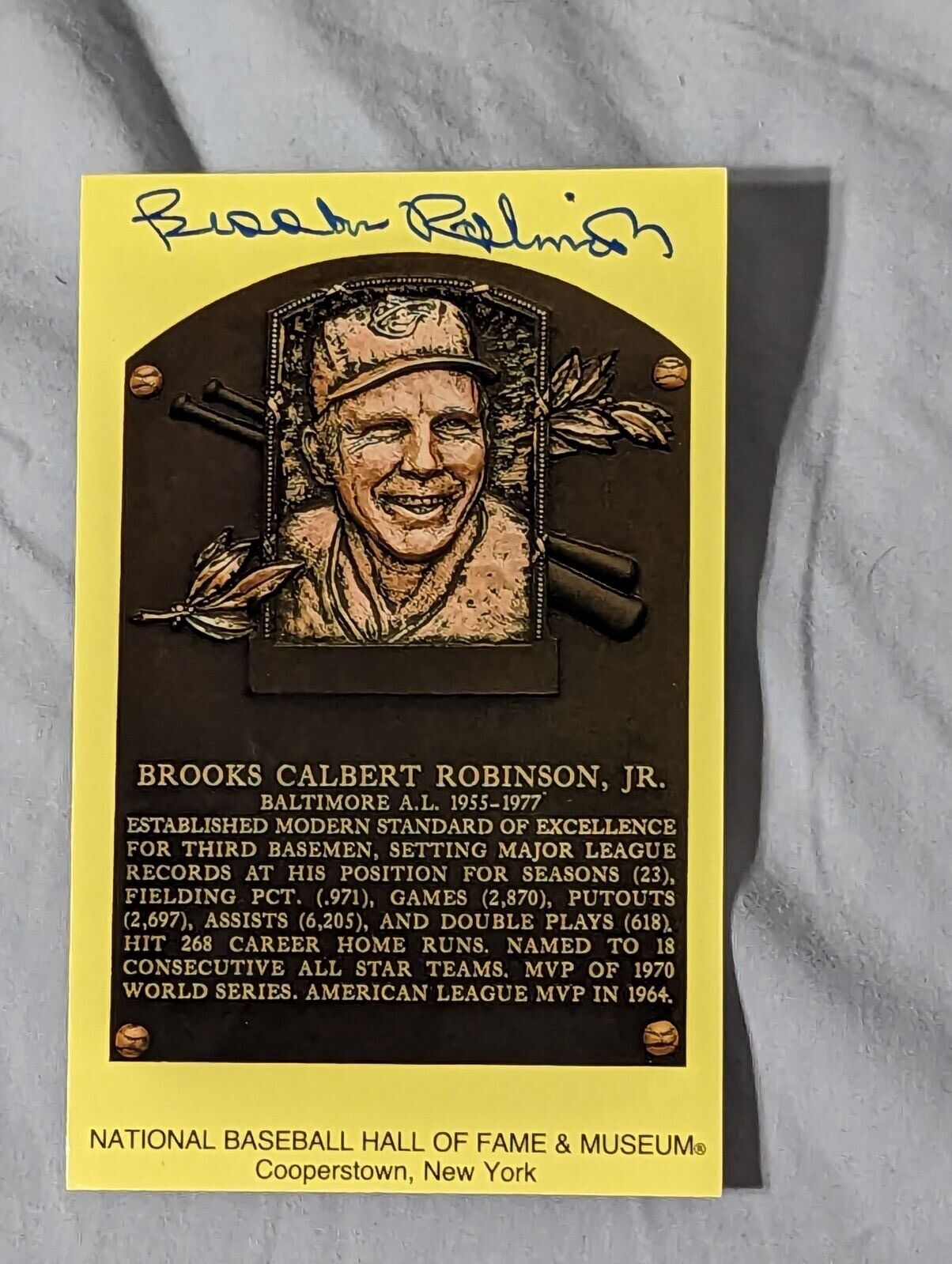 Brooks Robinson Autographed Signed HOF Plaque Orioles