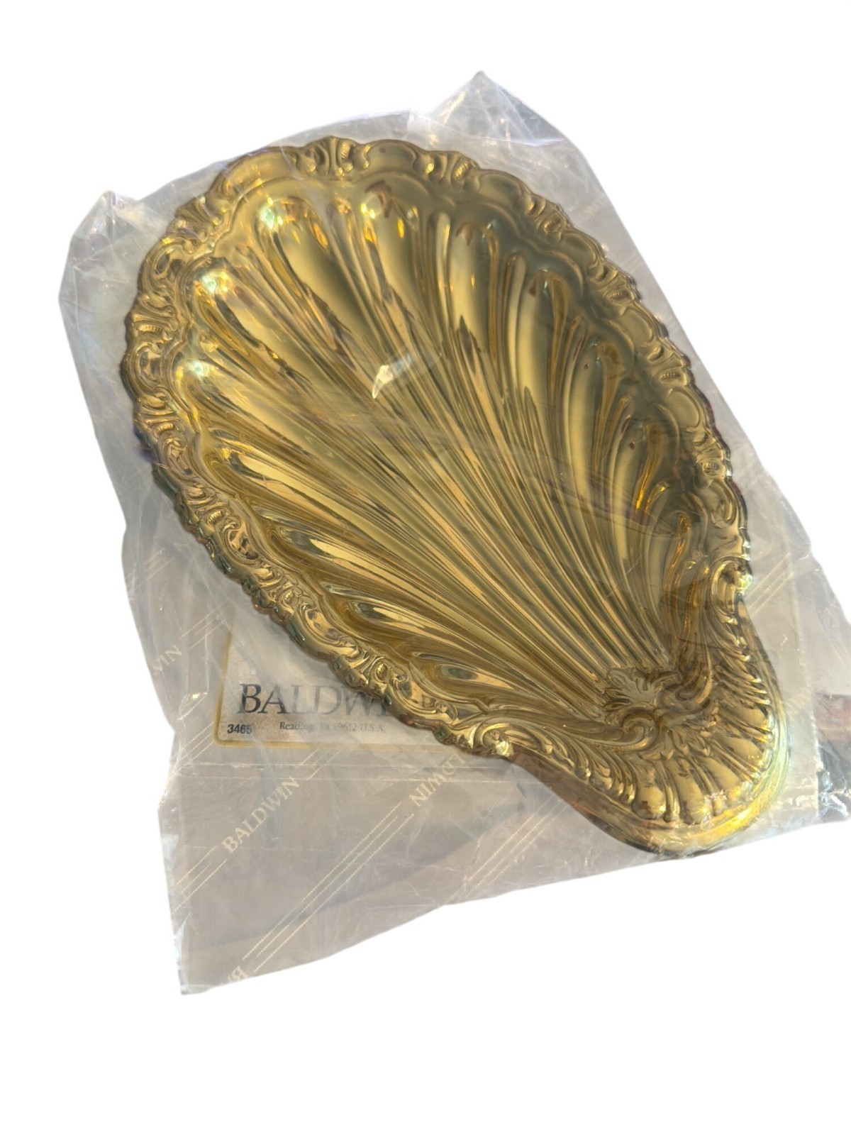 Vintage Baldwin Brass Scalloped Bon Bon Dish Gold Plated No. 7702.030 New Box Vintage Baldwin Brass Scalloped Bon Bon Dish Gold Plated No. 7702.030 New Box