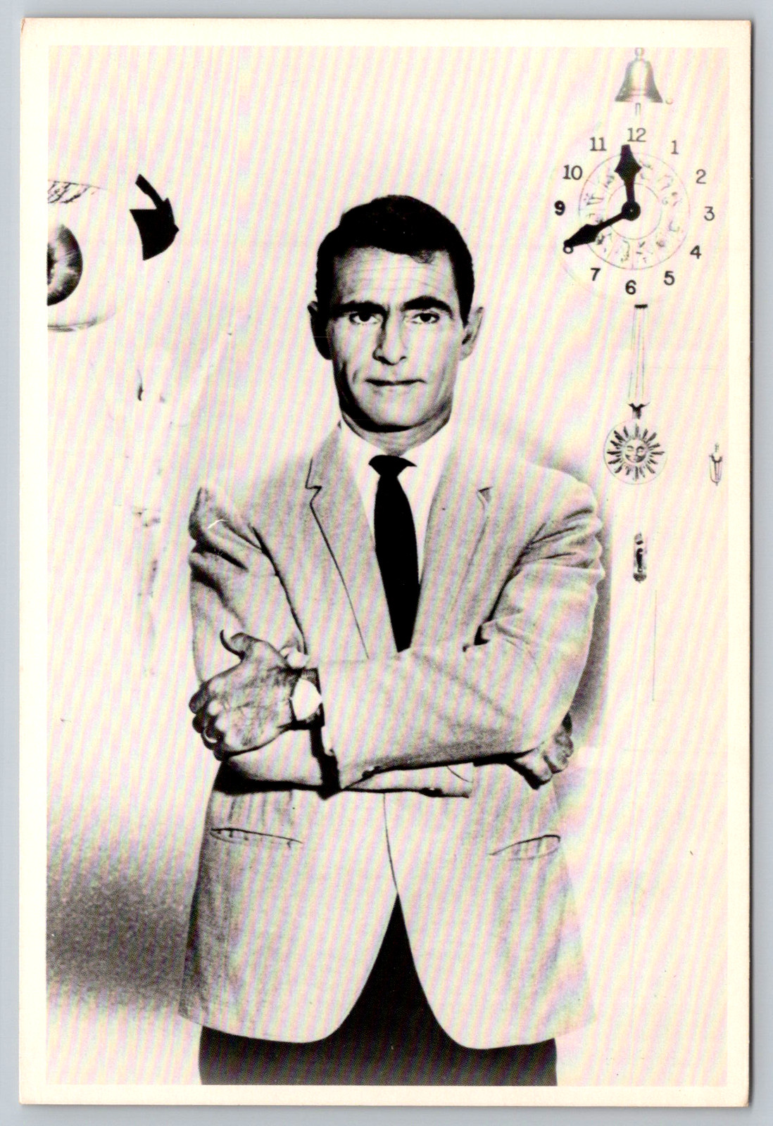 c1980s Twilight Zone Creator Rod Serling With Elements Continental Postcard