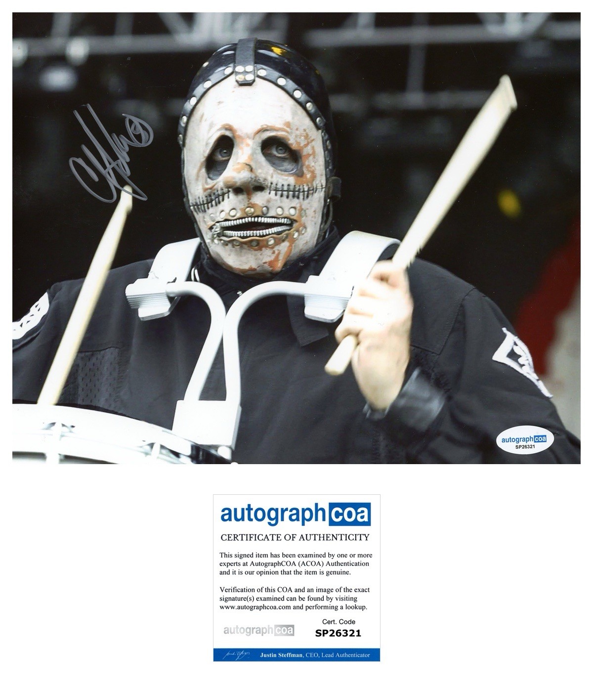 CHRIS FEHN SIGNED 8X10 PHOTO SLIPKNOT DRUMMER AUTOGRAPH AUTOGRAPHED - ACOA COA CHRIS FEHN SIGNED 8X10 PHOTO SLIPKNOT DRUMMER AUTOGRAPH AUTOGRAPHED - ACOA COA