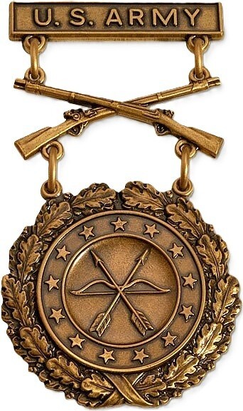 Army Excellence in Competion Bronze Rifle  USA Made Military Badge 2 Pins Back