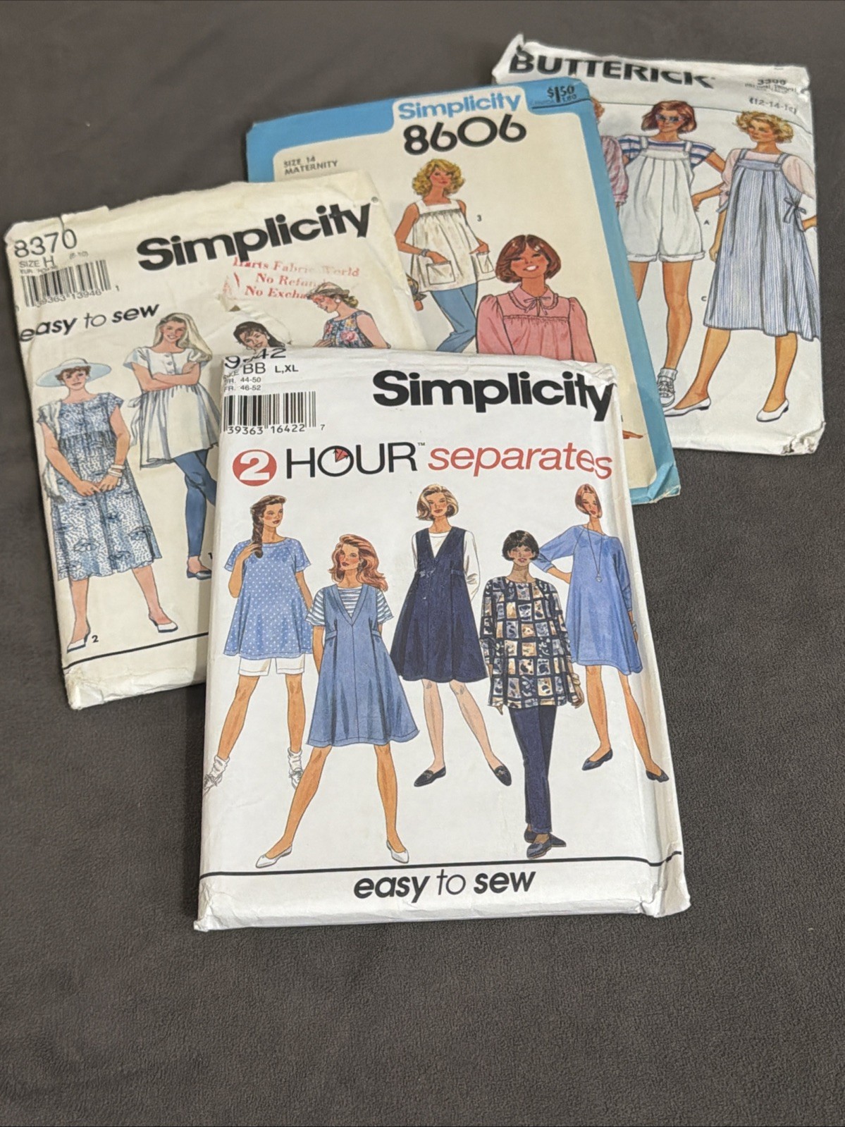 Lot (4) VTG Simplicity-Butterick Maternity Sewing Patterns Uncut/Cut Complete Lot (4) VTG Simplicity-Butterick Maternity Sewing Patterns Uncut/Cut Complete