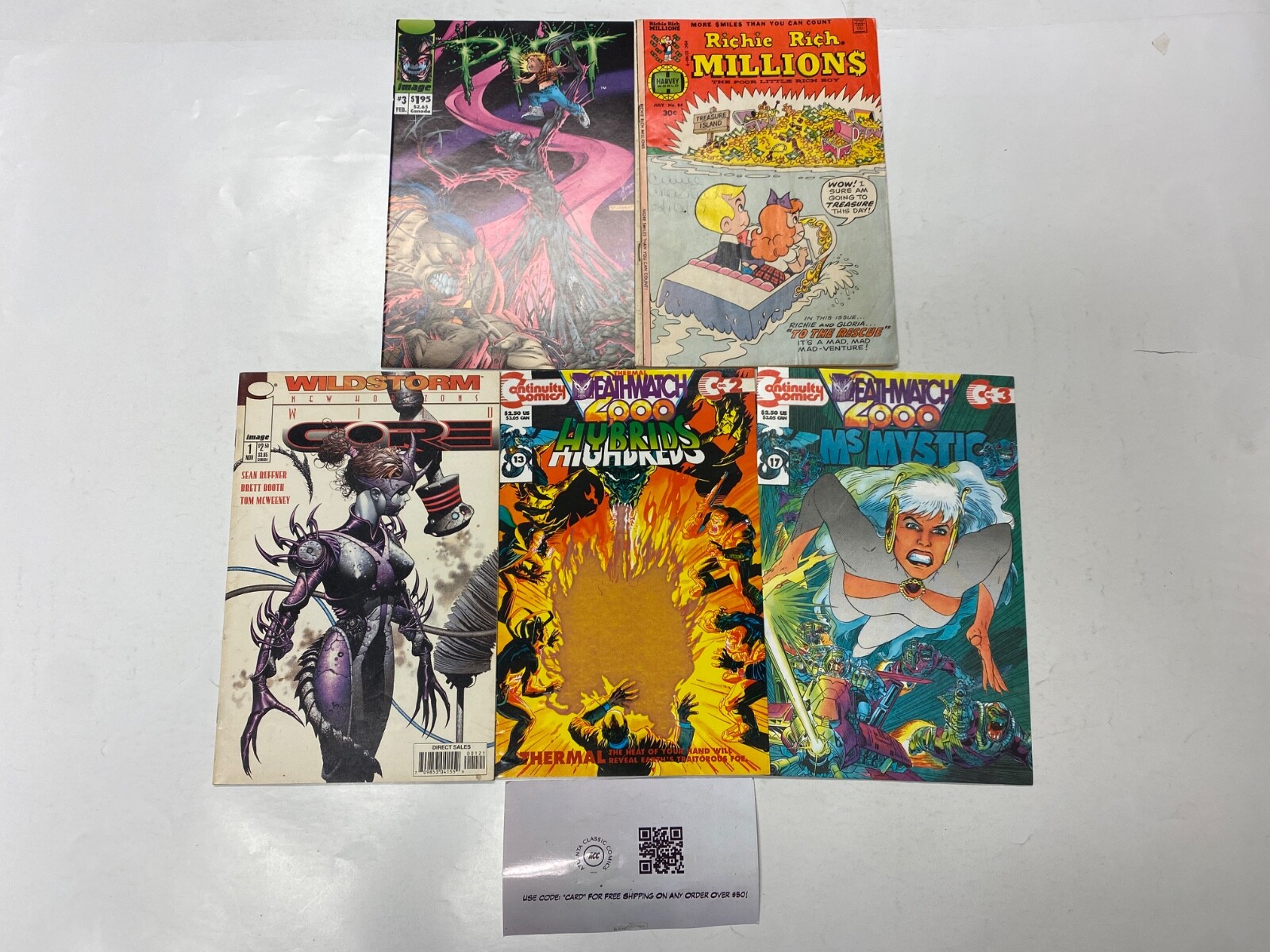 5 IMAGE comic books Pitt Richie Rich WildCORE Hybrids Ms Mystic 15 KM37