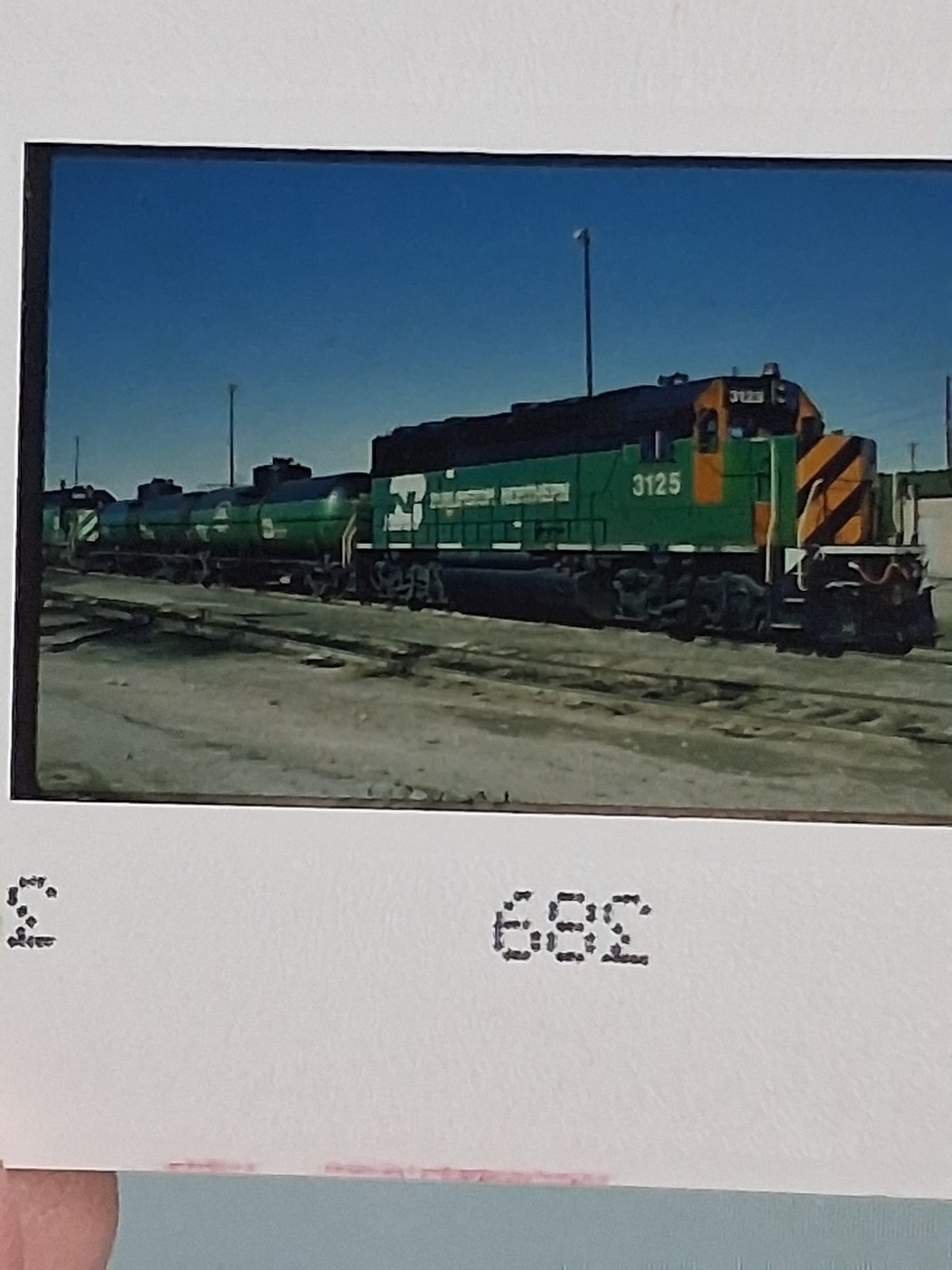 Railroad Slide - Burlington Northern #3125 GP50 Locomotive 1989 Freight Train BN