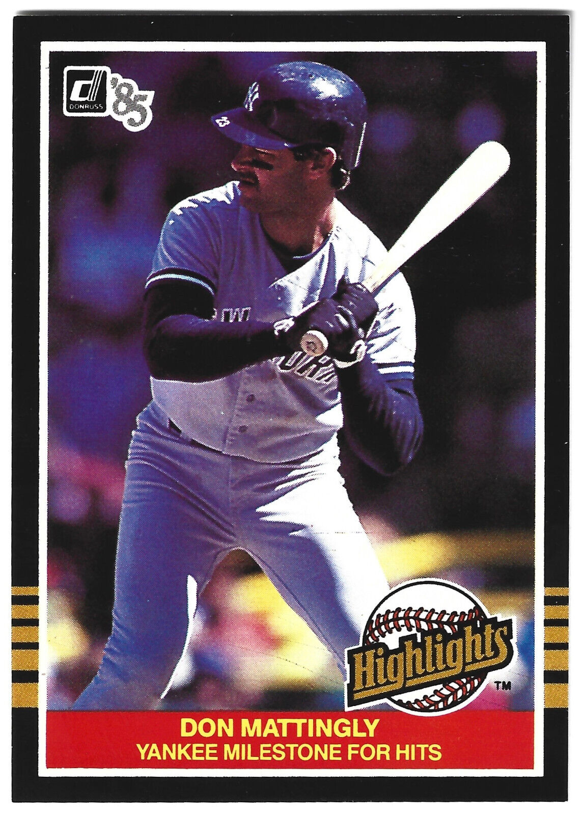 1985 Donruss Highlights - Don Mattingly - #44 - New York Yankees - NrMt