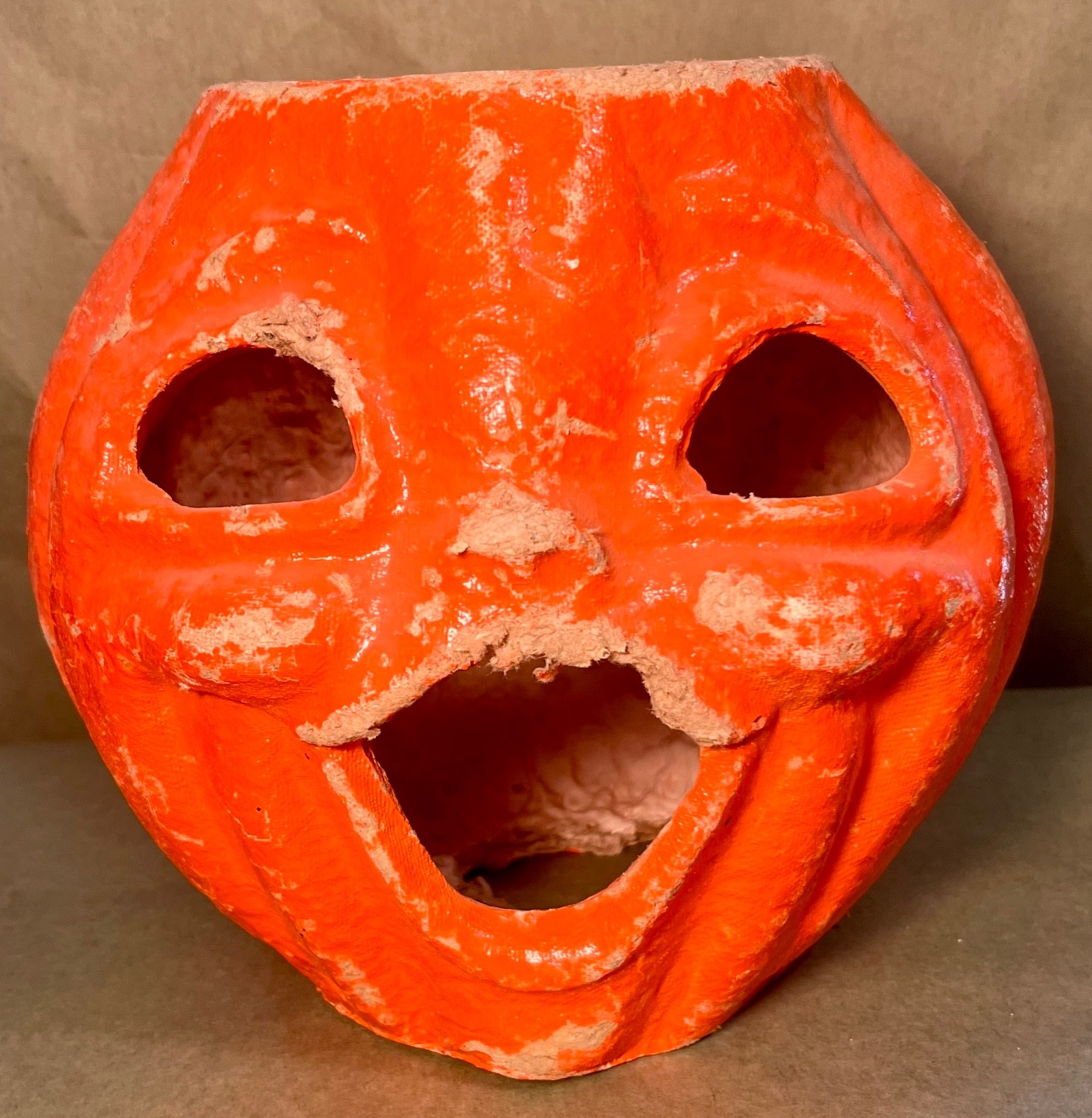 Vintage 1940/50\'s Halloween Paper Mache Pulp Jack O Lantern 7 1/2 inches Vintage 1940/50\'s Halloween Paper Mache Pulp Jack O Lantern 7 1/2 inches