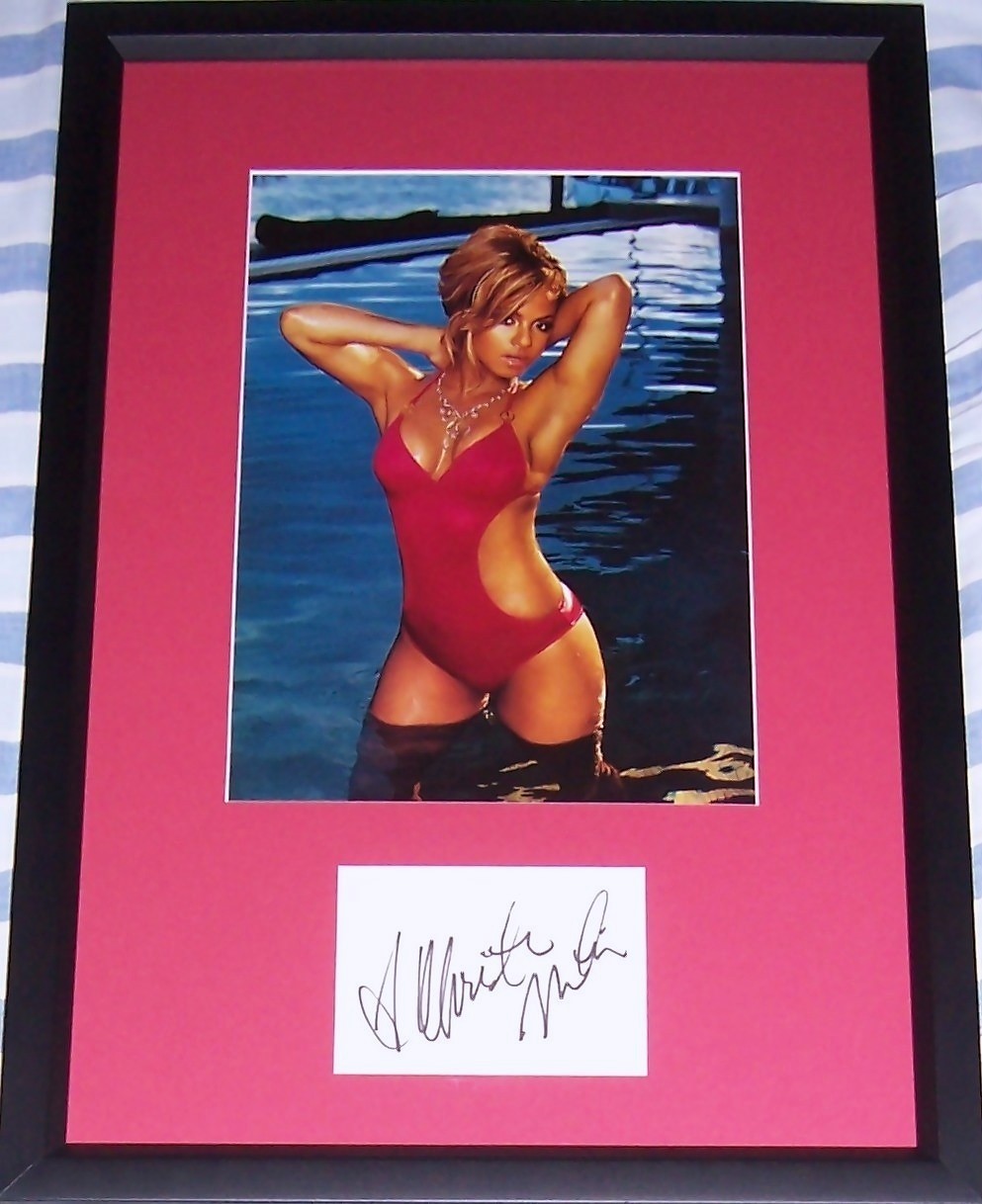 Christina Milian cut signed autograph Maxim sexy 8x10 swimsuit photo framed JSA Christina Milian cut signed autograph Maxim sexy 8x10 swimsuit photo framed JSA