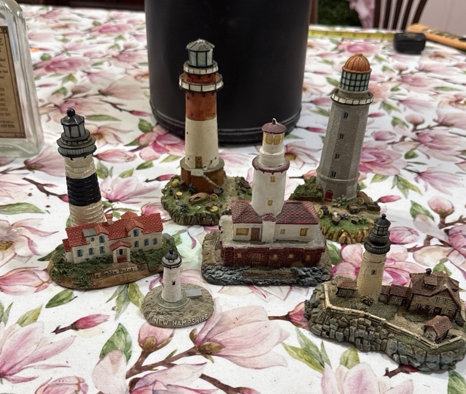 Vintage Lighthouse Figurine Lot of 6 — Nautical Coastal Decor - some chips Vintage Lighthouse Figurine Lot of 6 — Nautical Coastal Decor - some chips