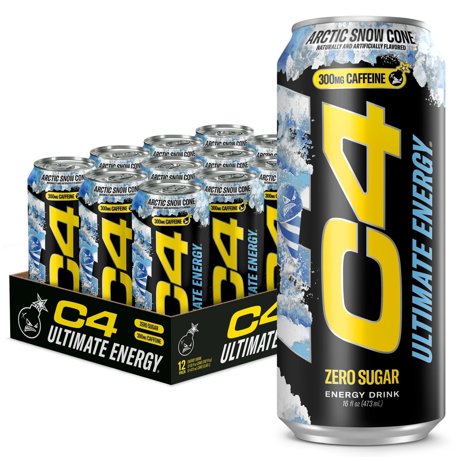 C4 Ultimate Arctic Snow Cone Zero Sugar Energy Drink 12 Pack 16 Fl Oz 300mg C4 Ultimate Arctic Snow Cone Zero Sugar Energy Drink 12 Pack 16 Fl Oz 300mg