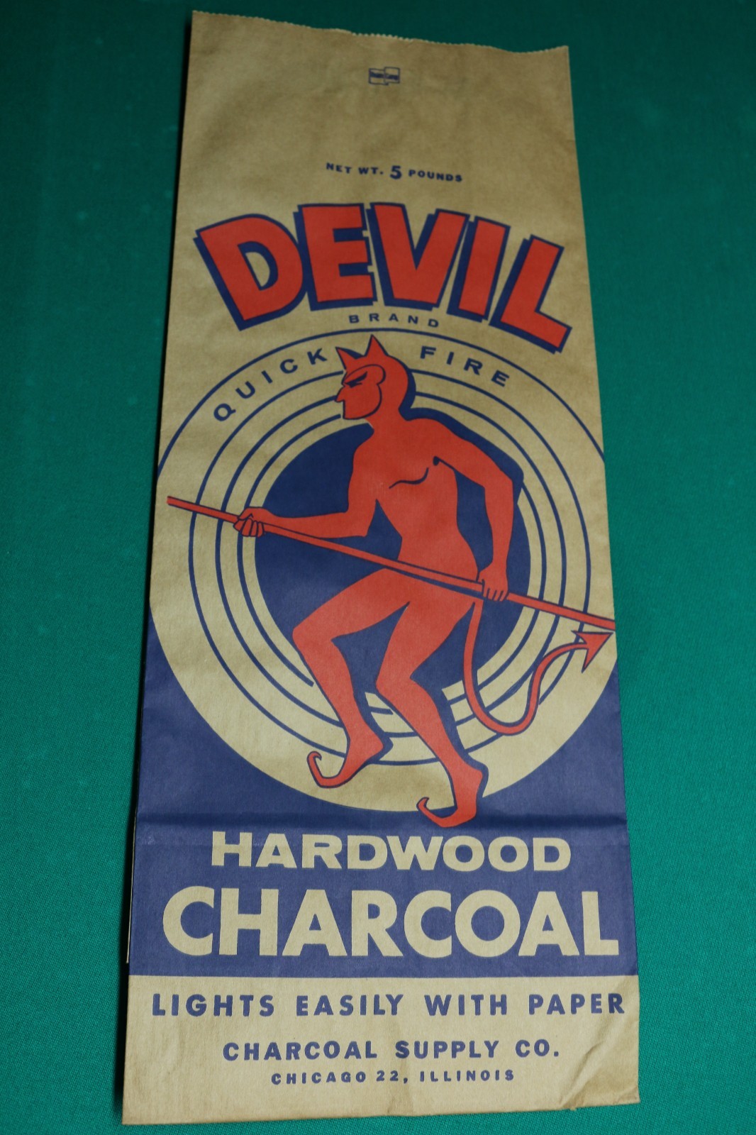 VINTAGE 1960's new / old unused stock DEVIL HARDWOOD CHARCOAL bag 20 VINTAGE 1960's new / old unused stock DEVIL HARDWOOD CHARCOAL bag 20