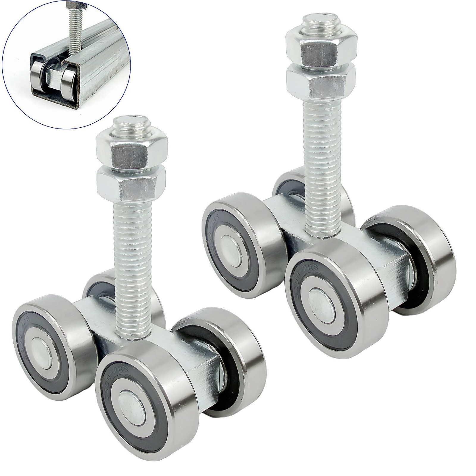 4 Wheel Trolley Assembly Roller Trolley Silent M10 Bolt for use with 1-5/8\ 4 Wheel Trolley Assembly Roller Trolley Silent M10 Bolt for use with 1-5/8\