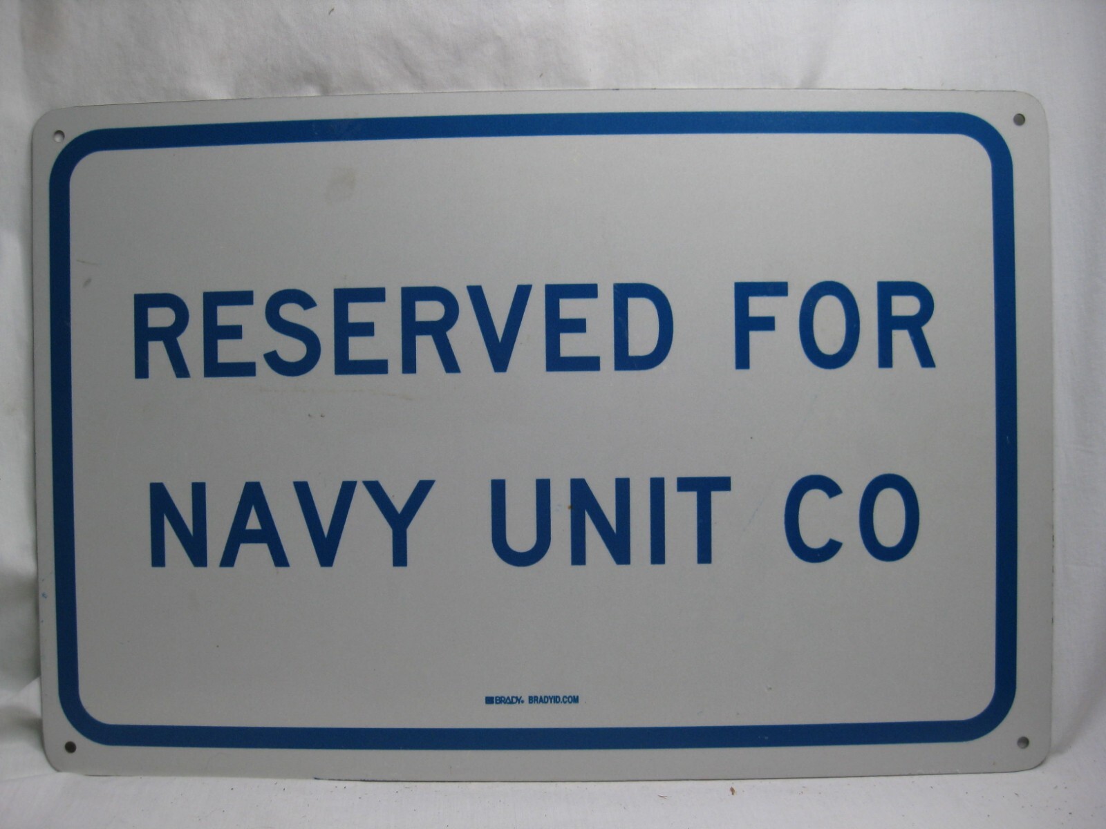 vintage BradyID Brady metal sign RESERVED FOR NAVY UNIT CO 18\ vintage BradyID Brady metal sign RESERVED FOR NAVY UNIT CO 18\