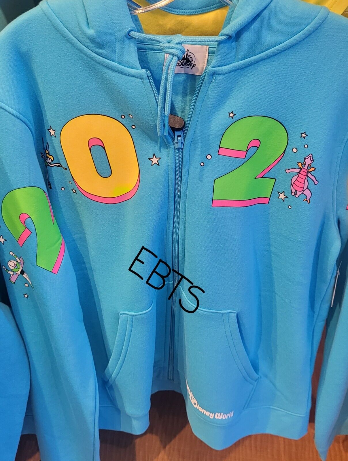 2024 Walt Disney World Figment Tinkerbell Blue Zip Up Hoodie Sweatshirt S-3X