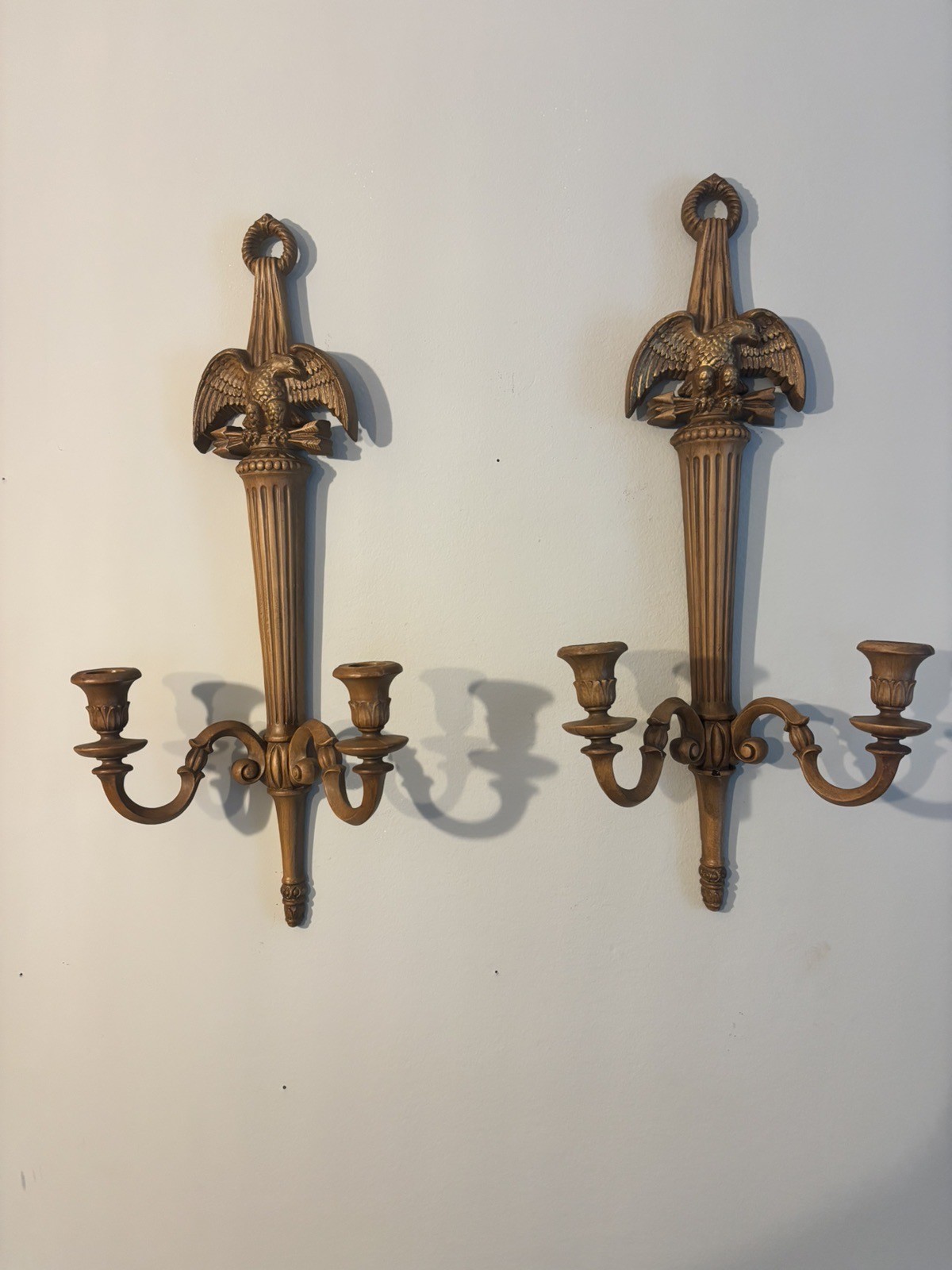 Vintage Pair 2 Burwood Federal Style Double Candle Holder Wall Sconces Vintage Pair 2 Burwood Federal Style Double Candle Holder Wall Sconces