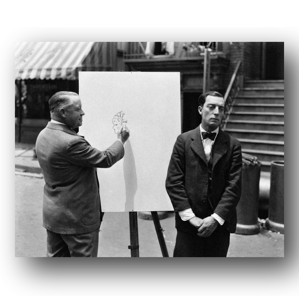 Buster Keaton, George McManus Photo 8x10 The Cameraman Set Candid Portrait Buster Keaton, George McManus Photo 8x10 The Cameraman Set Candid Portrait