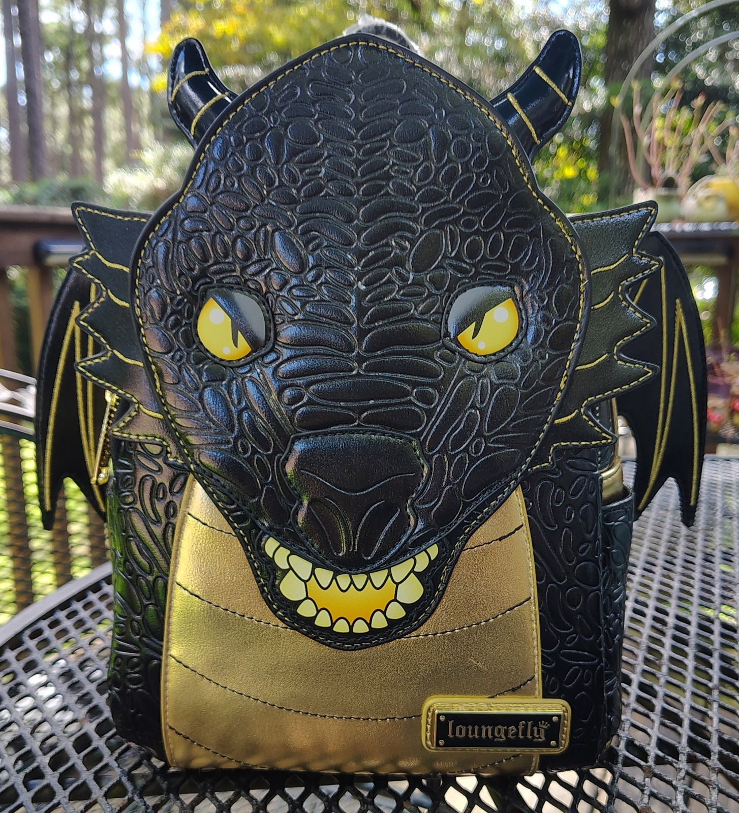 Loungefly Fourth Wing Blk & Gold Dragon Backpack BAM EXCLUSIVE NWT Disney Loungefly Fourth Wing Blk & Gold Dragon Backpack BAM EXCLUSIVE NWT Disney