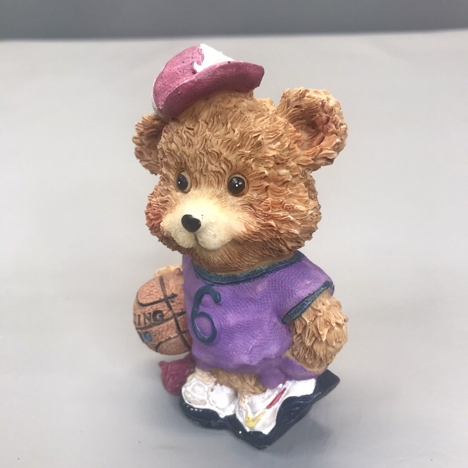 Resin Teddy Bear Figurine # 6 With Spalding Basketball And Nike Hat  4\