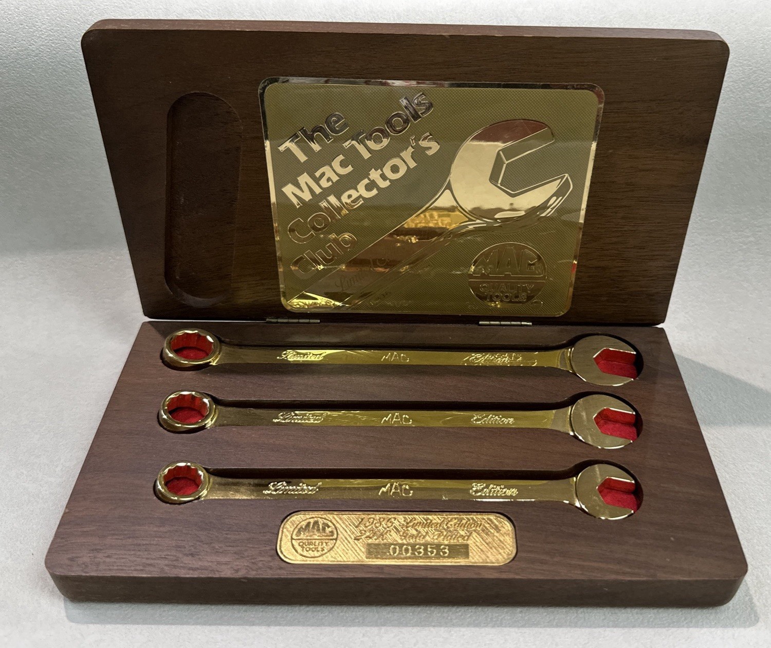 Mac Tools SDA 1986 Collectors Club 24K Gold 3pc Wrench Set Mac Tools SDA 1986 Collectors Club 24K Gold 3pc Wrench Set
