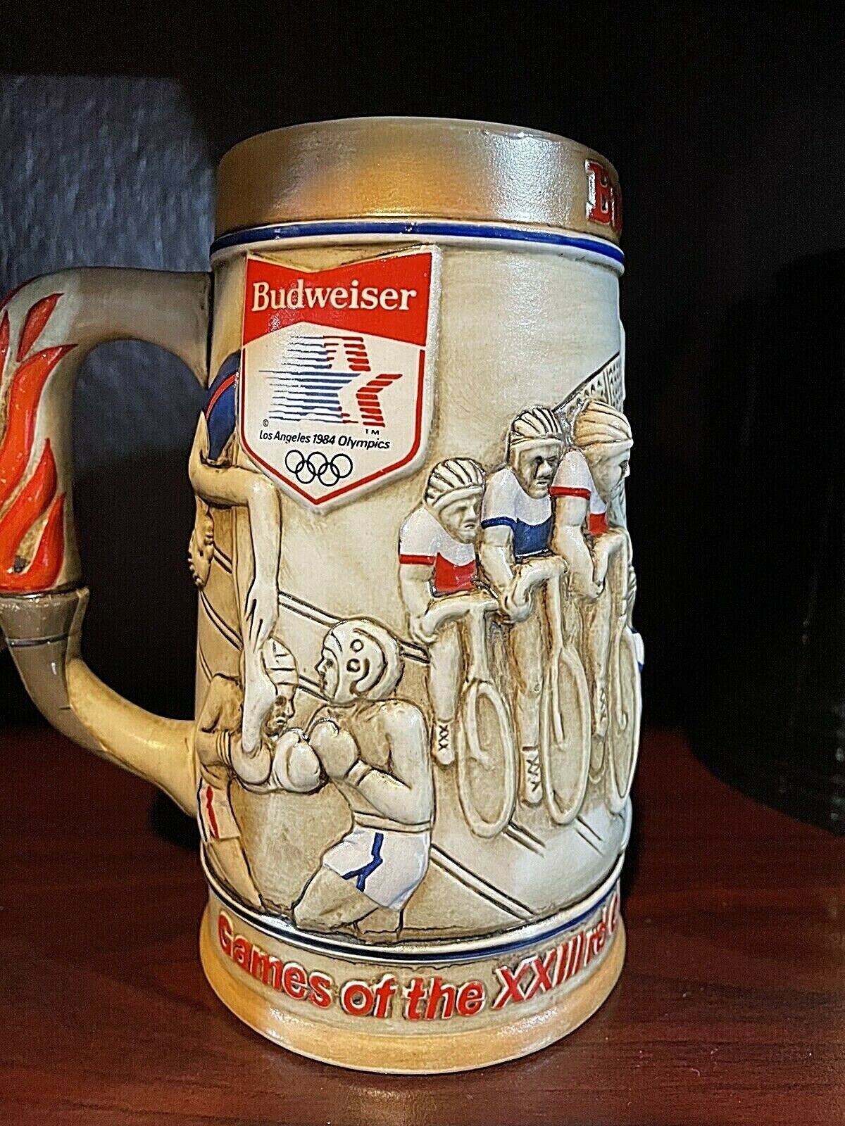 Vintage 1980 1984 Ceramart Brazil Budweiser LA Summer Olympics Beer Stein COOL