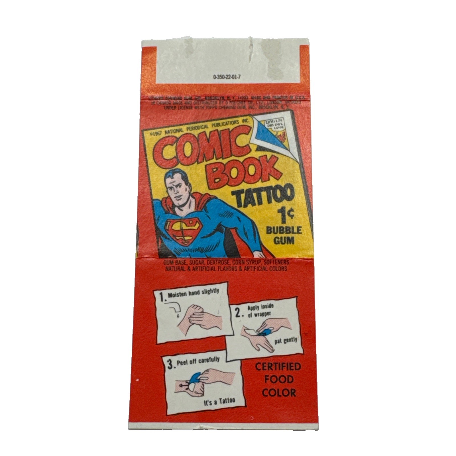 1962 Topps Superman Tattoo Bubble Gum Comic Book Wrapper Tattoo/ VG 1962 Topps Superman Tattoo Bubble Gum Comic Book Wrapper Tattoo/ VG