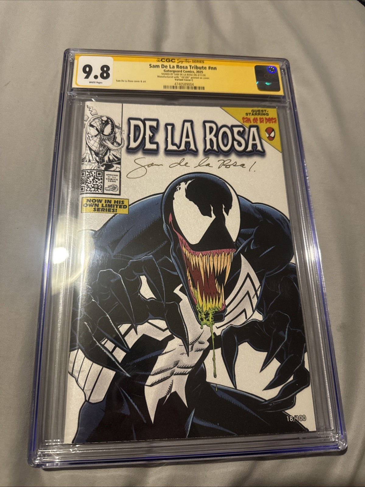 Sam De La Rosa Tribute CGC SS 9.8 Signed Sam De La Rosa Venom #18/100 Sam De La Rosa Tribute CGC SS 9.8 Signed Sam De La Rosa Venom #18/100