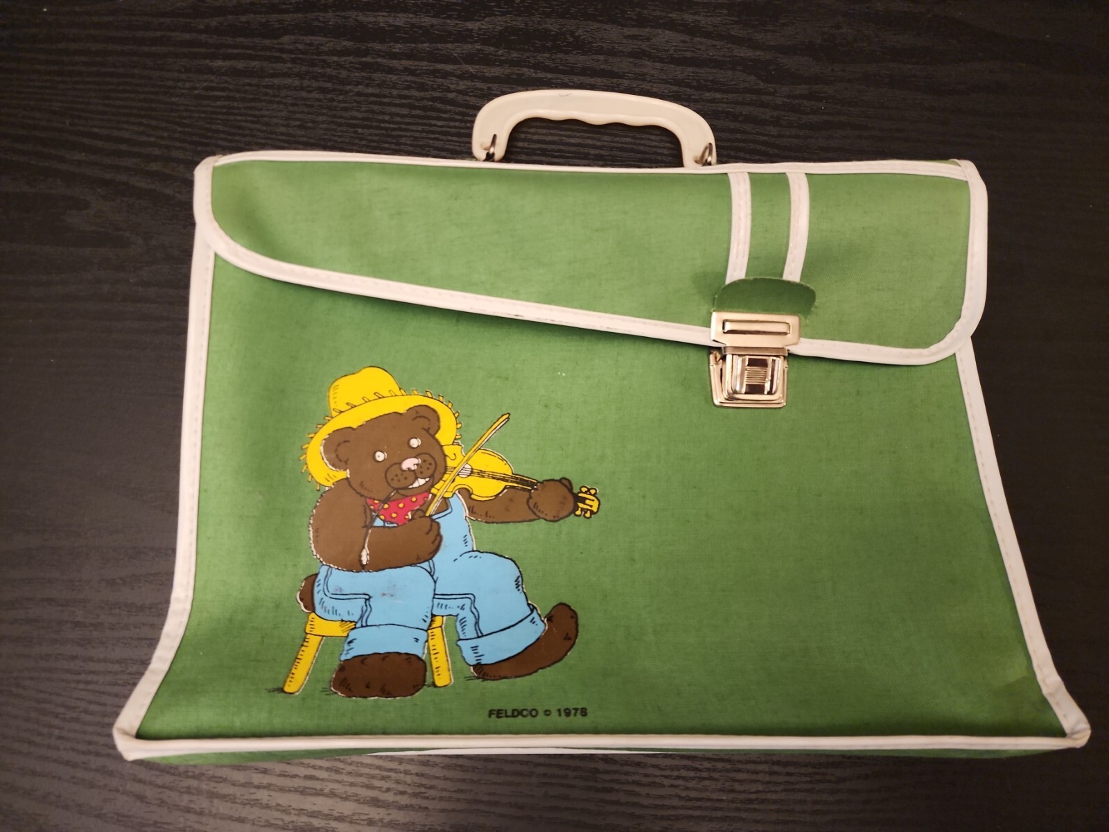 Tote Bag w/ Handle Feldco Vintage Retro 1978 Bear With Violen Green Tote Bag w/ Handle Feldco Vintage Retro 1978 Bear With Violen Green