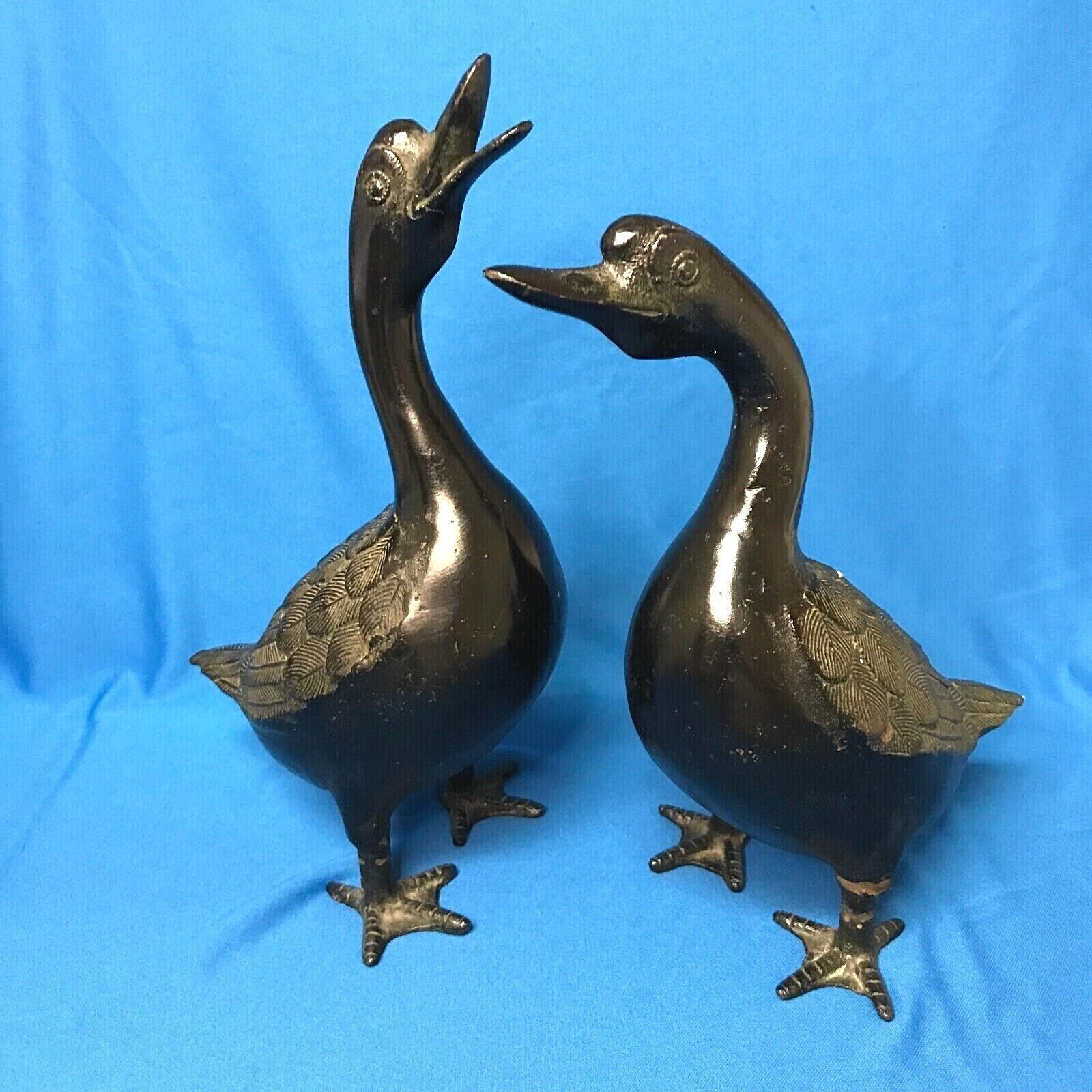 Beautiful Vintage Pair of Cast Iron Geese Made In Japan